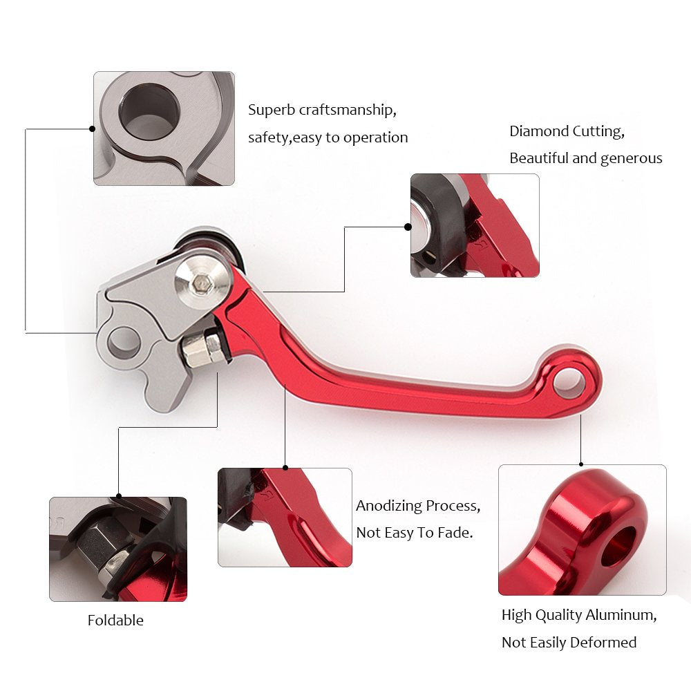 Nicedoll Dirt Bike Clutch Brake Pivot Levers For Crf125F Crf 125 F 125F 2020 2021 2022 2023 2024 Foldable Cnc Red