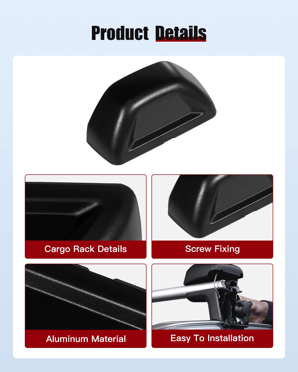 cciyu 1x Black Roof Rack Crossbars End Covers Cargo Rack End Cap Replacement Fit for 2003-2011 for Honda Element Sport Utility 4