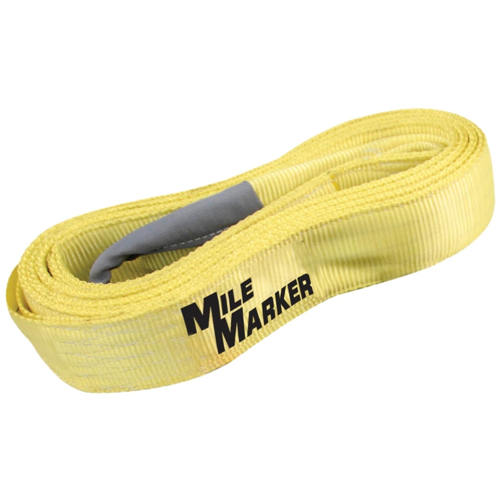 Mile Marker 19315 Single Yellow 3'' X 15' Recovery Strap For Heavy Duty Use - Rated To 30,000 Pound Capacity - Ensures User Safe