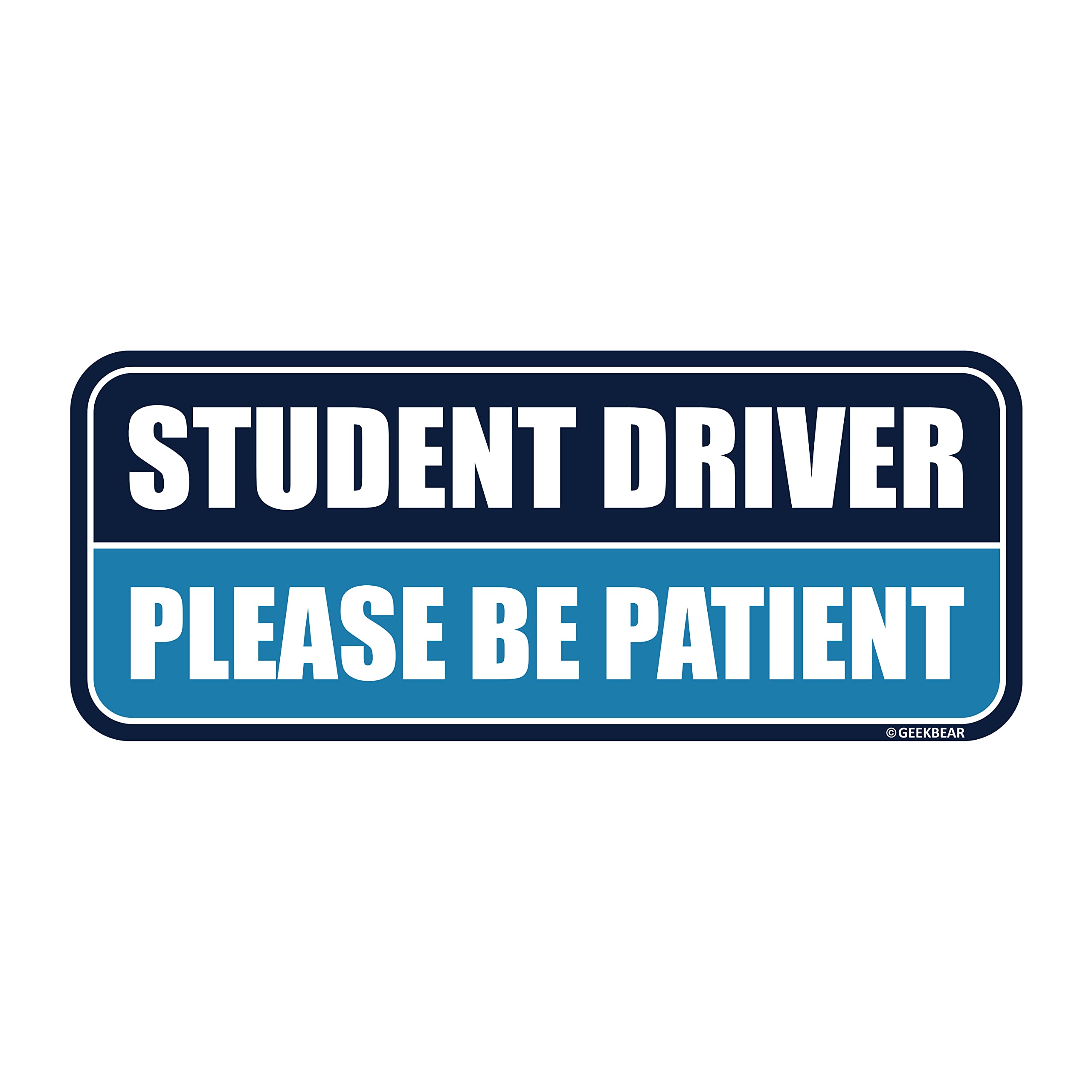 Geekbear Student Driver Car Magnet - Colorful, Reflective, Weather-Resistant - Rectangular 8.7 X 3.5 In (Navy/Blue)