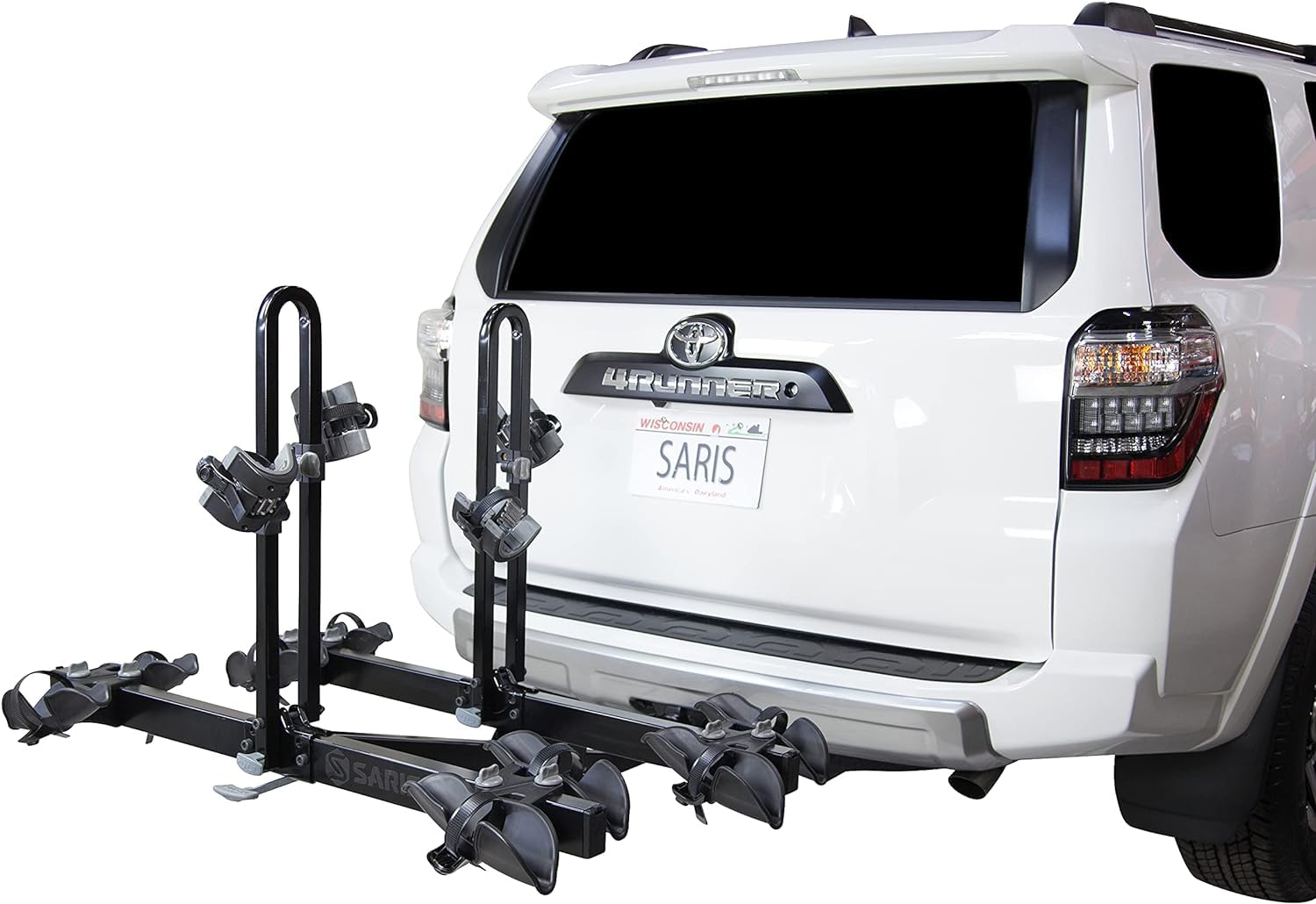 Saris Freedom 4 Tray-Style Hitch Bike Rack - Carries All Bicycle Types, Foot-Operated Tilt Pedal, Protective Cuscino Pads, Fits Up To 4 Bikes, E-Bike Friendly