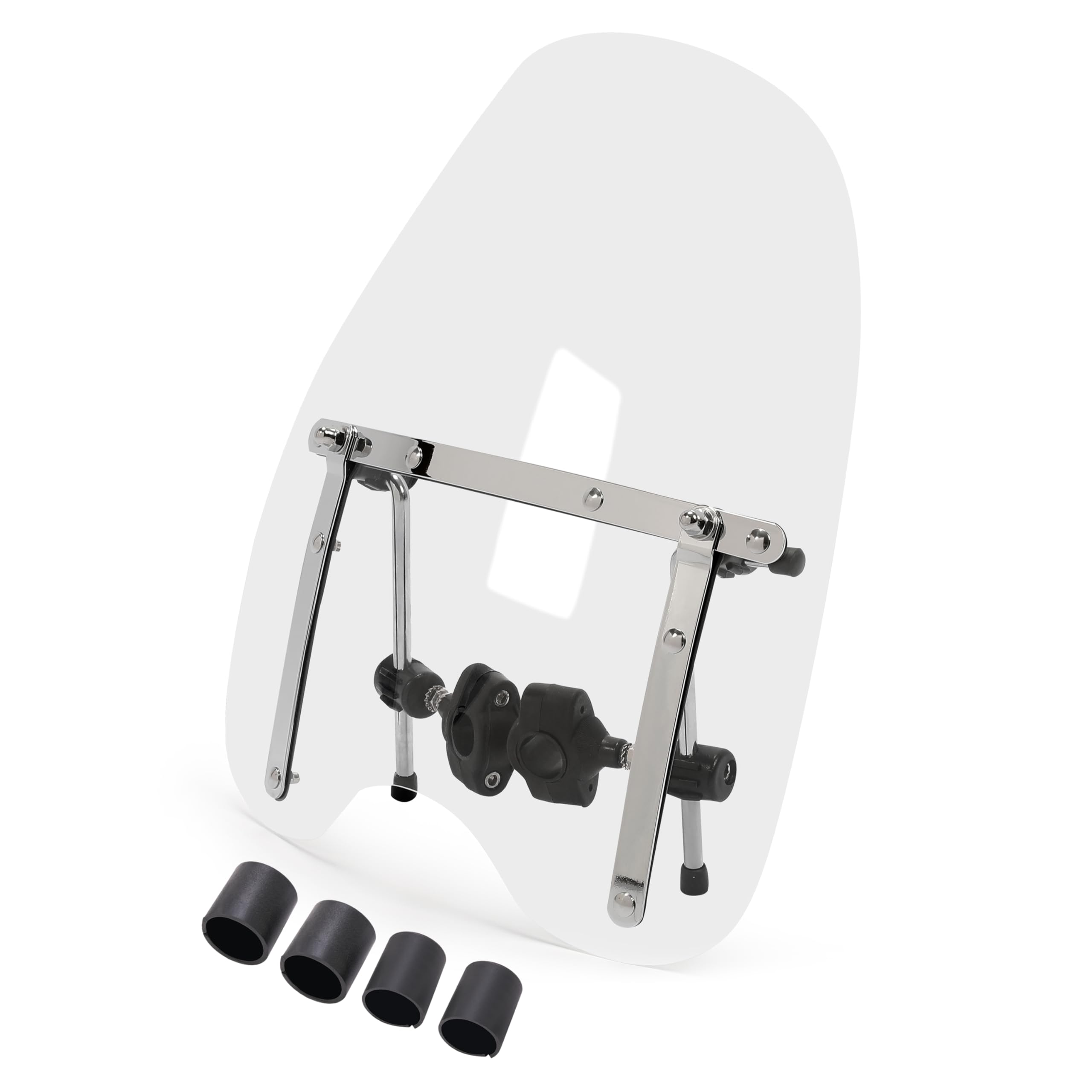 18''X16'' Motorcycle Clear Windscreen Windshield Compatible With Harley Davidson Honda Kawasaki Suzuki Yamaha With Chrome Standa