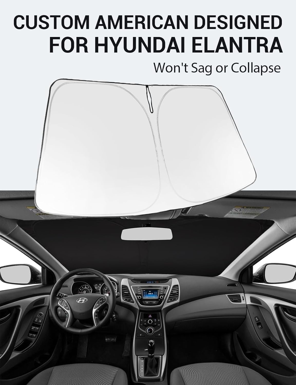 Proadsy 2025 Upgrade Windshield Sun Shade Custom Fit 2011-2016 Hyundai Elantra Foldable Front Sunshade Protector Sun Visor Block