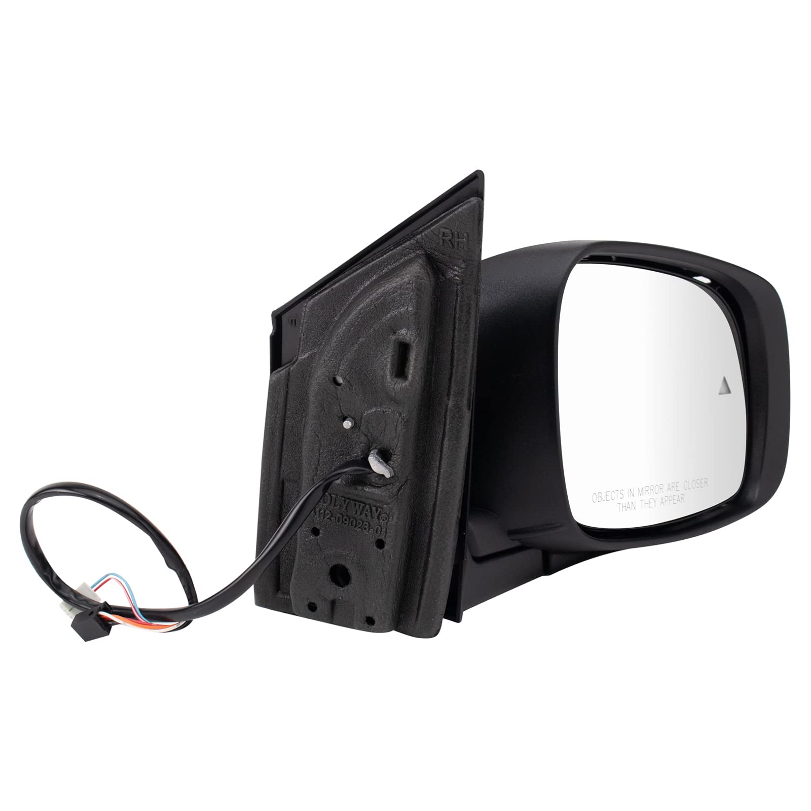 Trq Right Mirror With Black Cover Passenger Side Compatible With 2009-2016 Chrysler Town & Country Dodge Grand Caravan Ch1321478