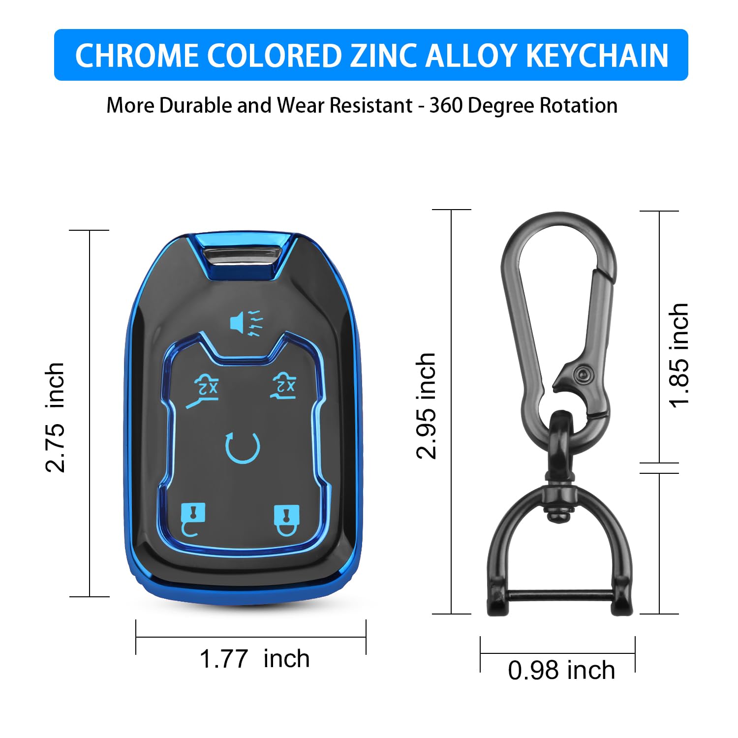 QBUC for GMC Key Fob Cover with Keychain,6 Button Soft TPU Key Shell Case Fit for 2017-2021 Silverado Tahoe GMC Acadia Sierra Te