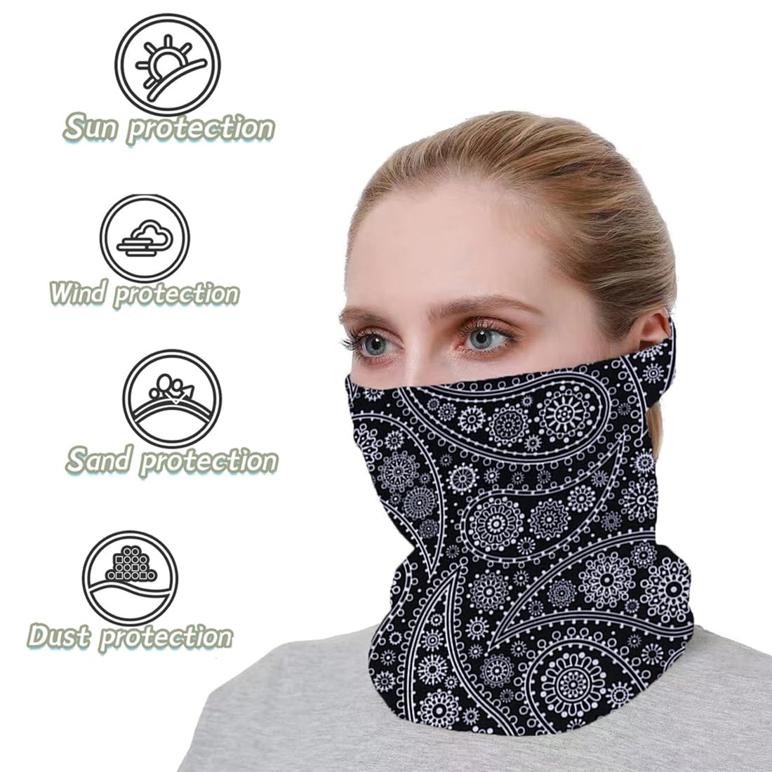 Neck Gaiter Face Cover Bandana Mask Scarf, Breathable Sun& Dust-Proof For Cycling Running Fishing Hiking