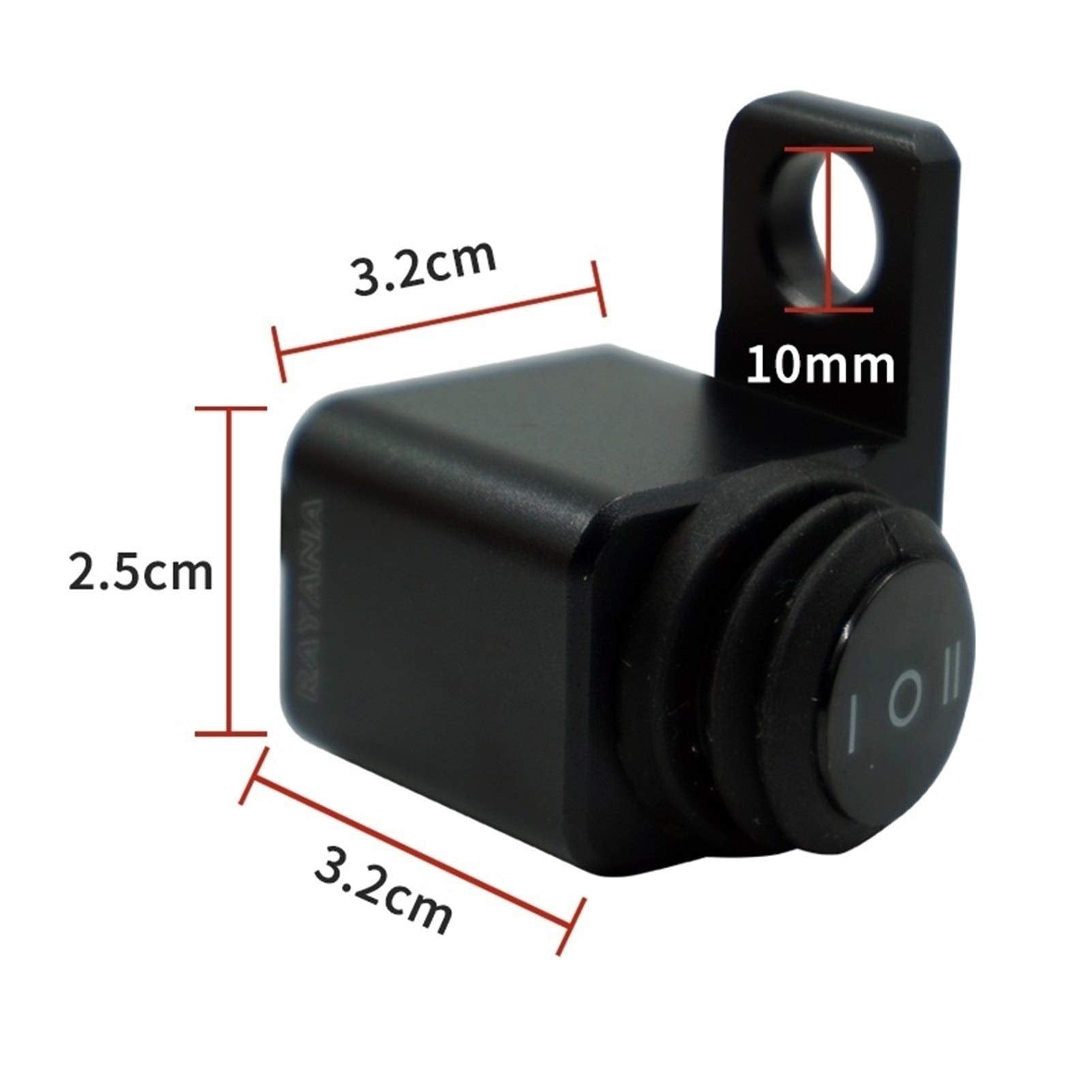 RAYANA 12V Motorcycle ATV 10mm Mirror Mount Switches Motorbike Headlight Hazard Brake Fog Lights ON-Off-ON Waterproof Switch Tog