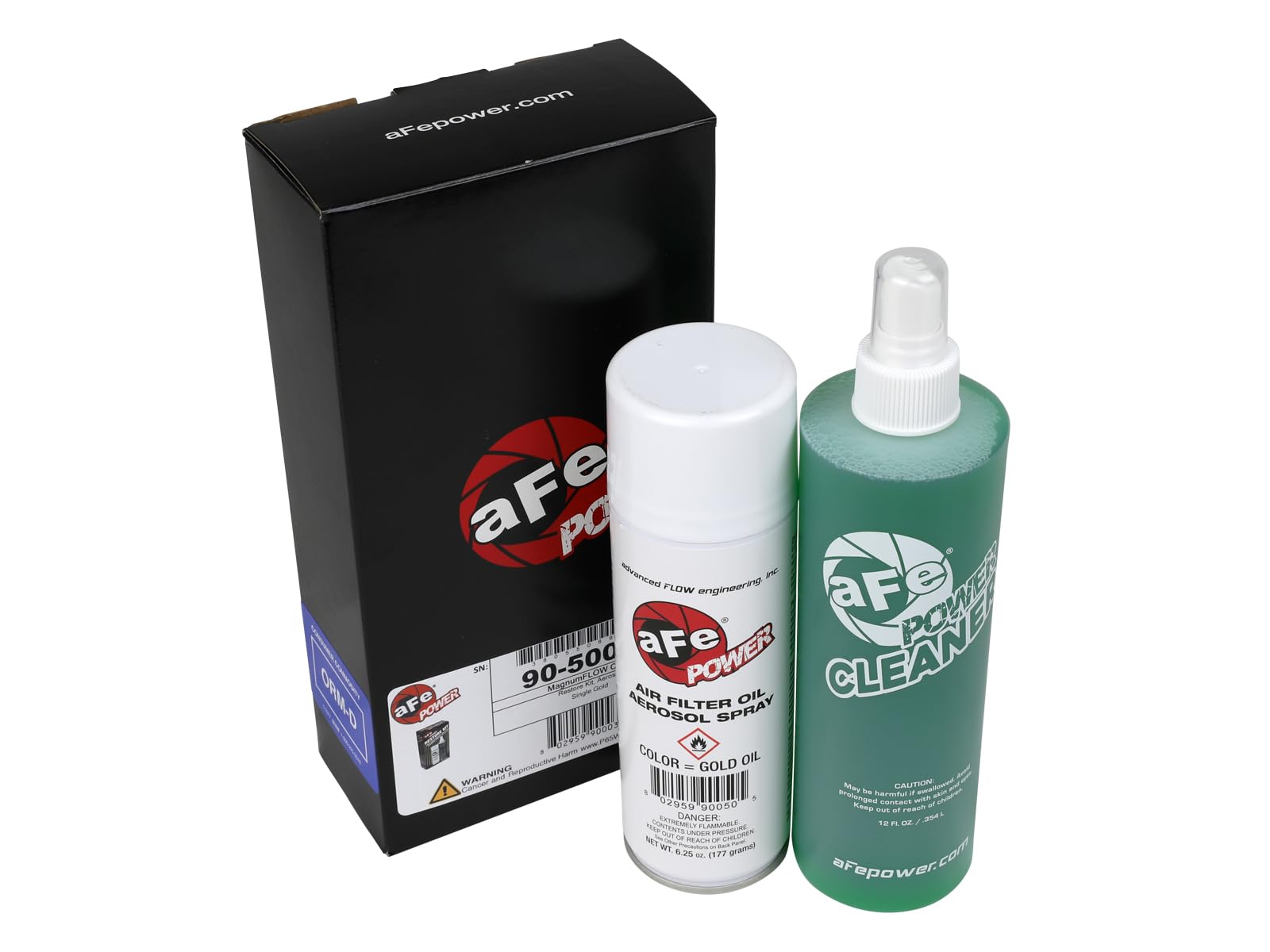 aFe Power Air Filter Restore Kit: 12oz Filter Cleaner and 6.25oz Aerosol Filter Oil - Gold, Restores Pro GUARD7 Engine Air Filte