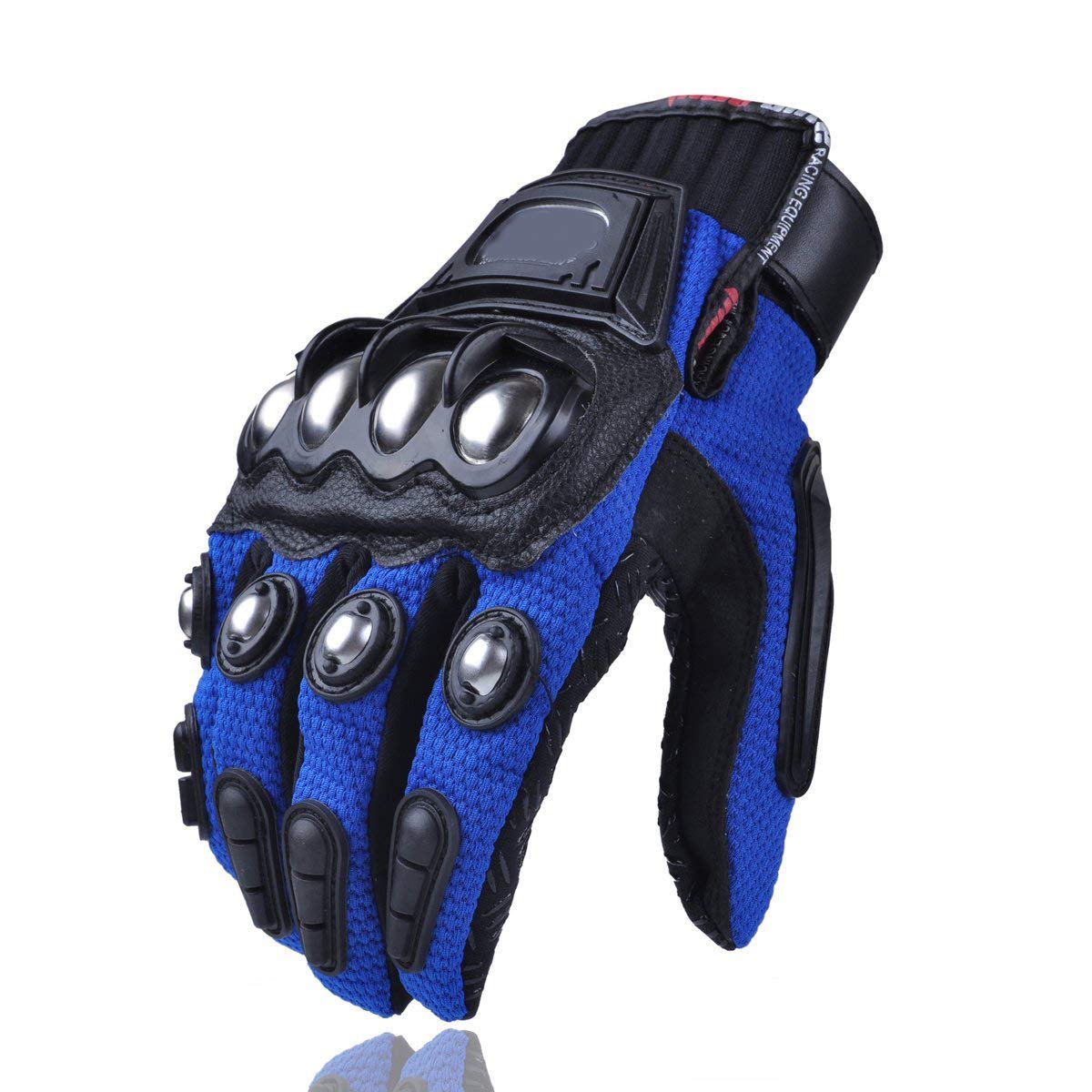 Steel Outdoor Knuckle Motorcycle Motorbike Powersports Safety Gloves (Xx-Large, Blue)