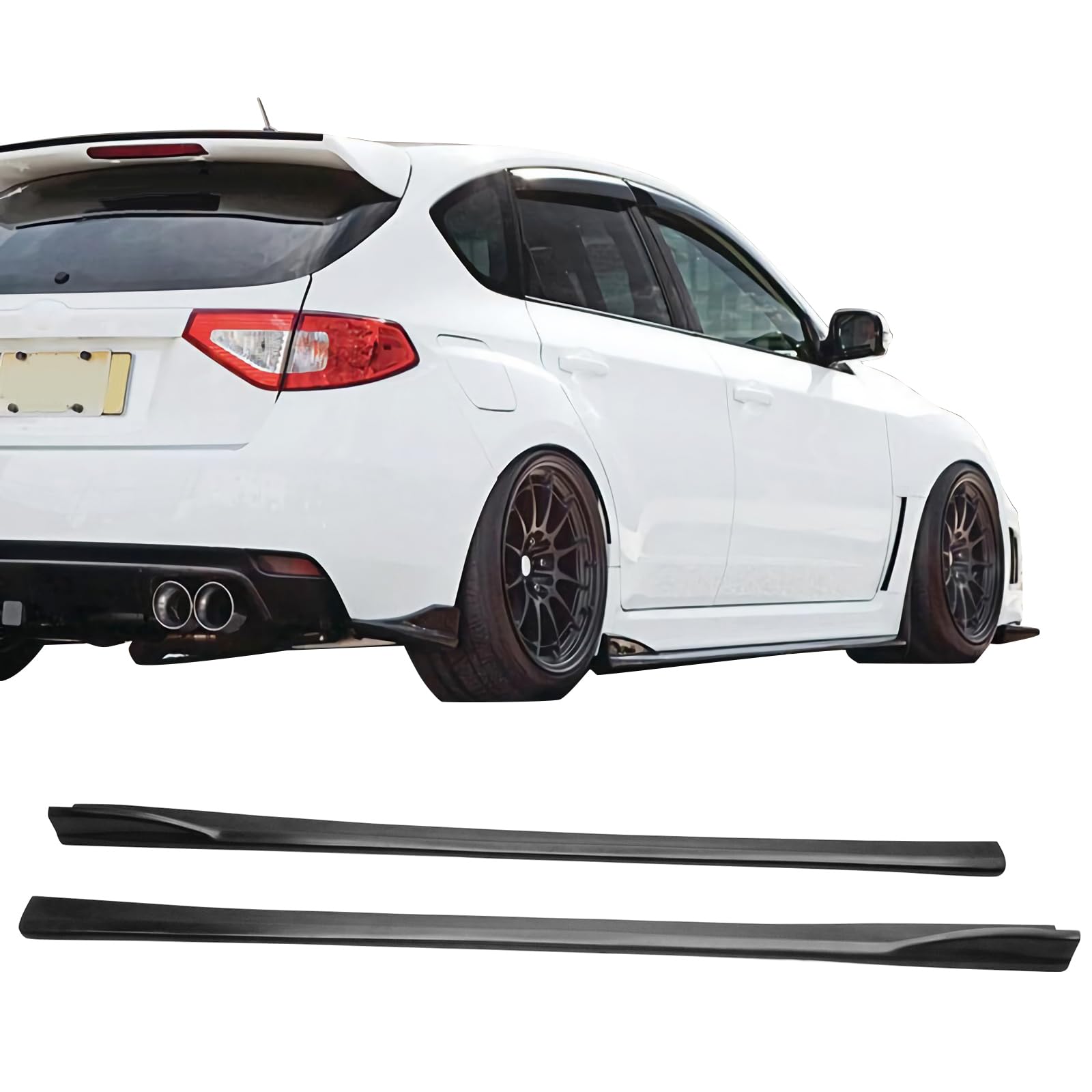 Side Skirts Compatible With 2008-2014 Subaru Impreza Wrx Sti, Black Pu Sideskirt Rocker Moulding Air Dam Chin Diffuser Bumper Li