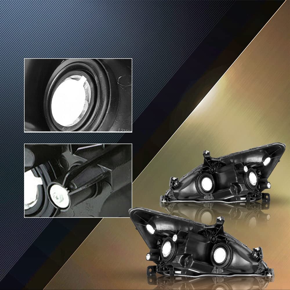 TUSDAR Headlight Assembly Set Replacement for 2003-2007 Honda Accord Chrome Housing and Amber Reflector