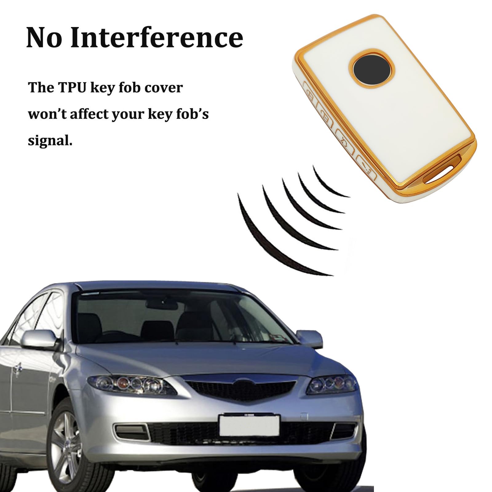 Arruweer Key Fob Cover For Mazda Soft Tpu Key Fob Case Holder Protector Compatiable With 2019-2022 Mazda 3, Mazda 3 Hatchback, 2