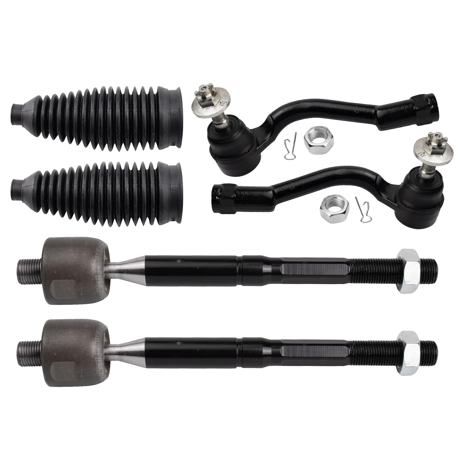 Trq Front Steering Kit Steering Rack & Pinion Bellow Tie Rod Compatible With 2015-2017 Hyundai Sonata 2017-2019 Kia Optima