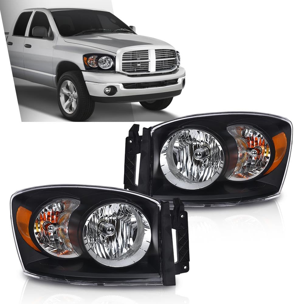 G-Plus Headlights Assembly W/Bulbs Compatible With Dodge Ram 1500 06-08/Dodge Ram 2500 3500 06-09 68003125Ad, 68003124Ad,Clear L