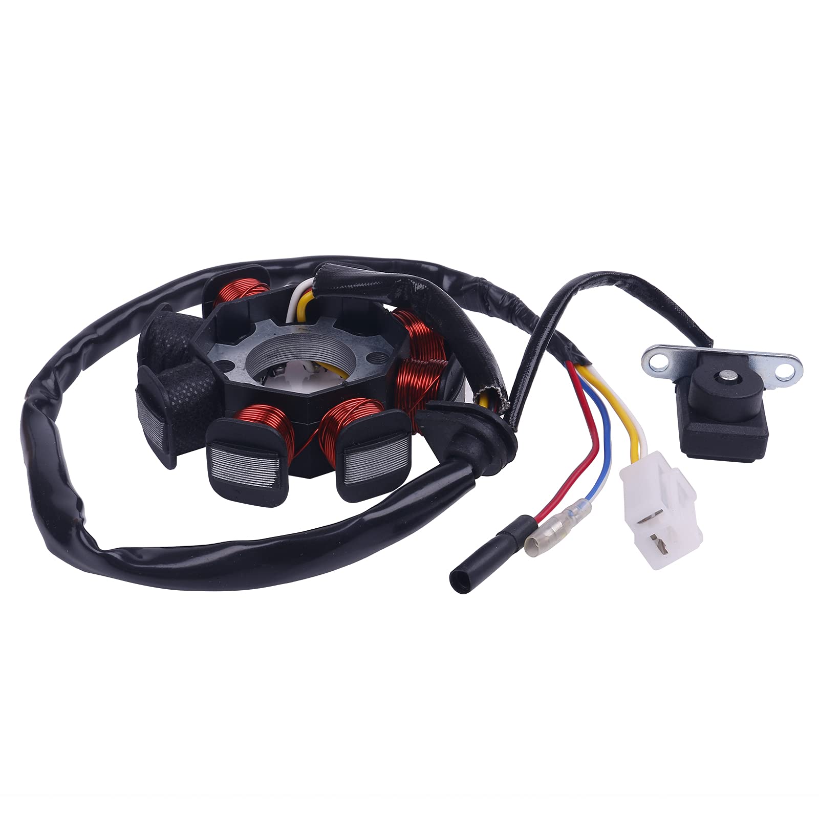 Glixal Gy6 49Cc 50Cc 80Cc 100Cc 8-Poles Dual Ignition Coils Magneto Stator For 139Qmb 139Qma Chinese Scooter Moped Atv Go-Kart Buggy Engine Taotao Vento Icebear Sunl (Alternating Current)