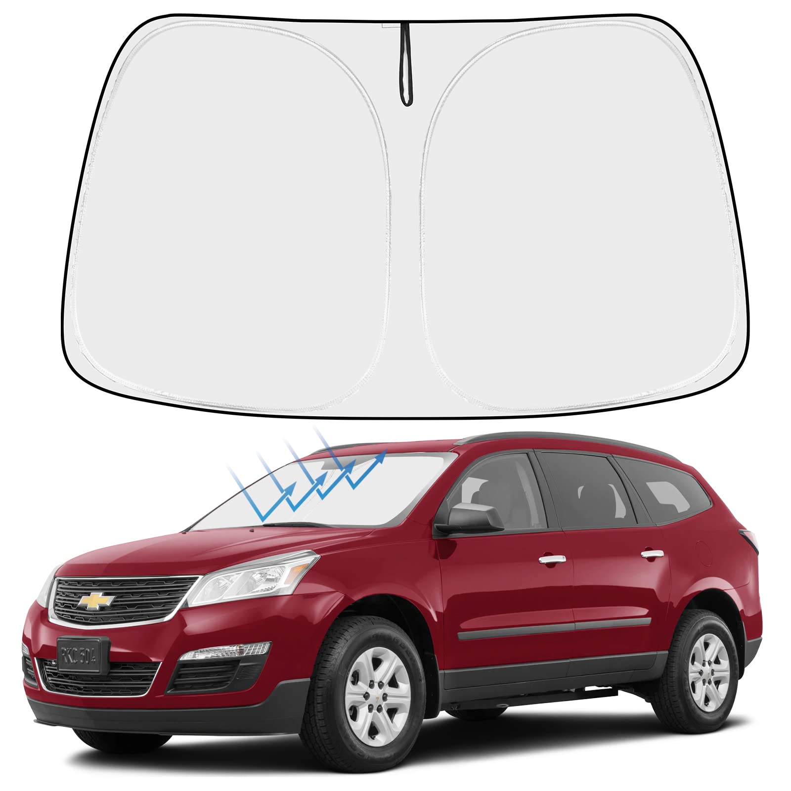 Proadsy Front Windshield Sun Shade Foldable Sunshade Protector Custom Fit 2018-2024 Chevrolet Traverse Ls, Lt, Rs, Redline, Prem