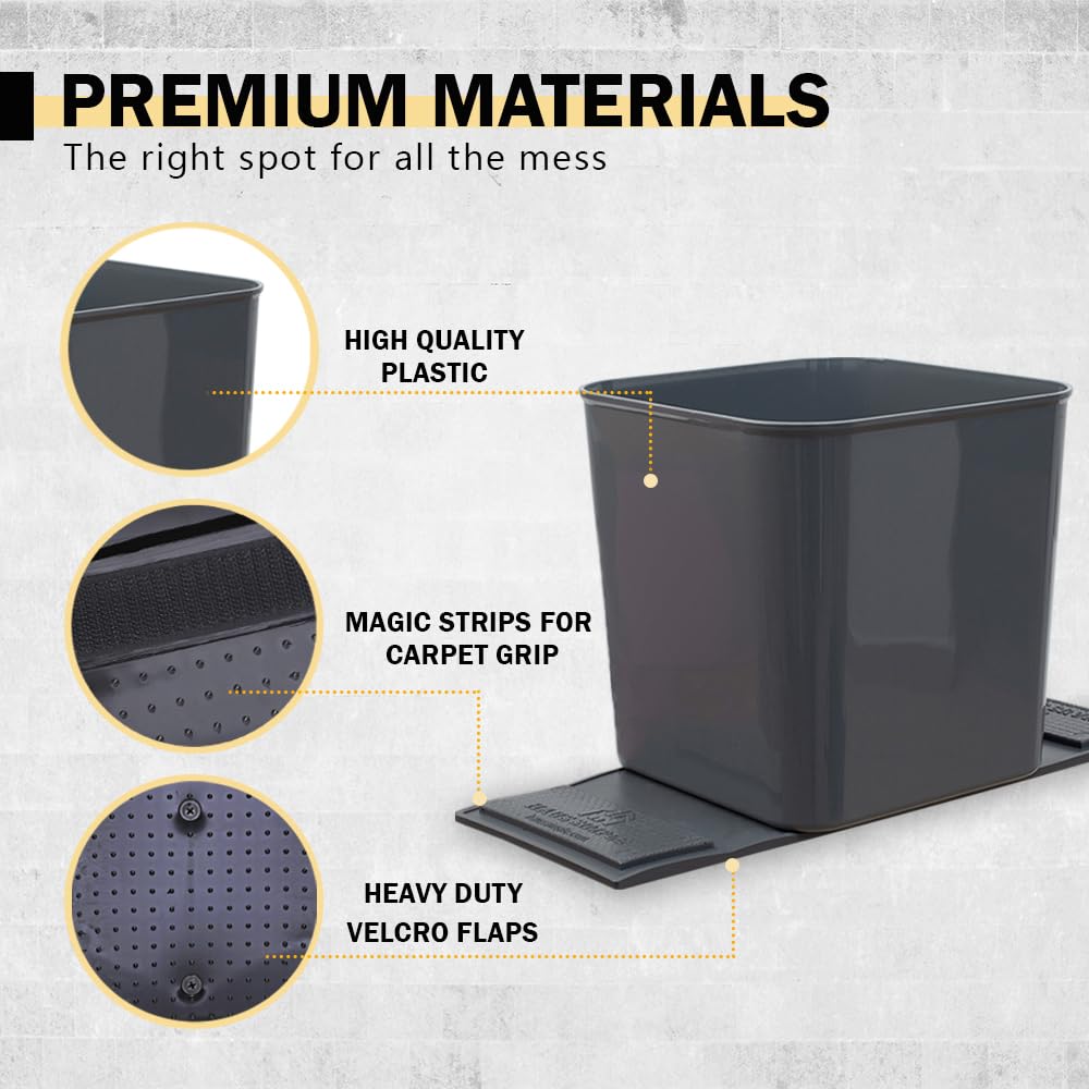 Haussimple Car Trash Can Leakproof Compact Garbage Bin W/Stability Flap, Anti-Slip Base, Portable Trash Holder For Cars, Trucks,