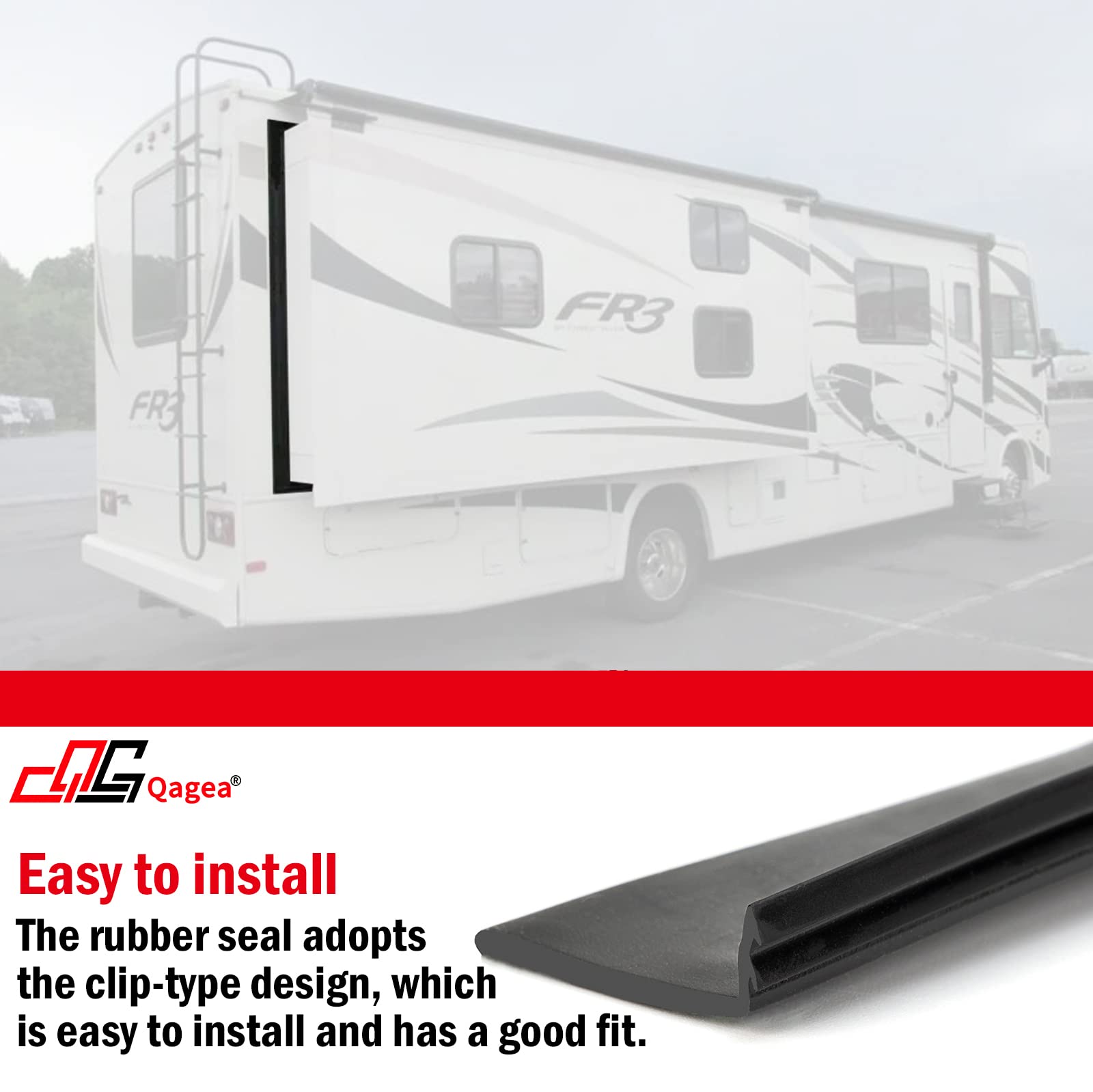 Rv Slide Out Wiper Seal 1-1/2'' R854056 Black Rubber Slideout Seal (Clip On) 25'