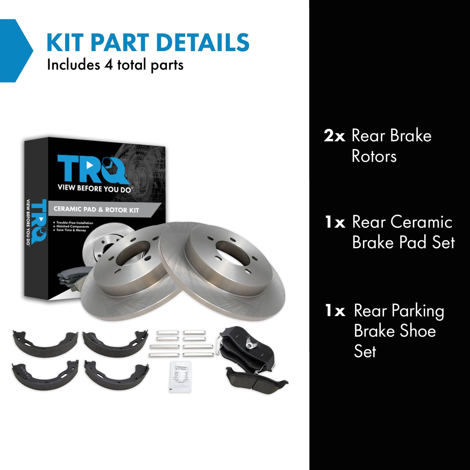 Trq Rear Brake Pad & Rotor Kit Brake Pads Brake Rotor Parking Brake Shoe Set Ceramic Compatible With 2006-2010 Ford Explorer 200