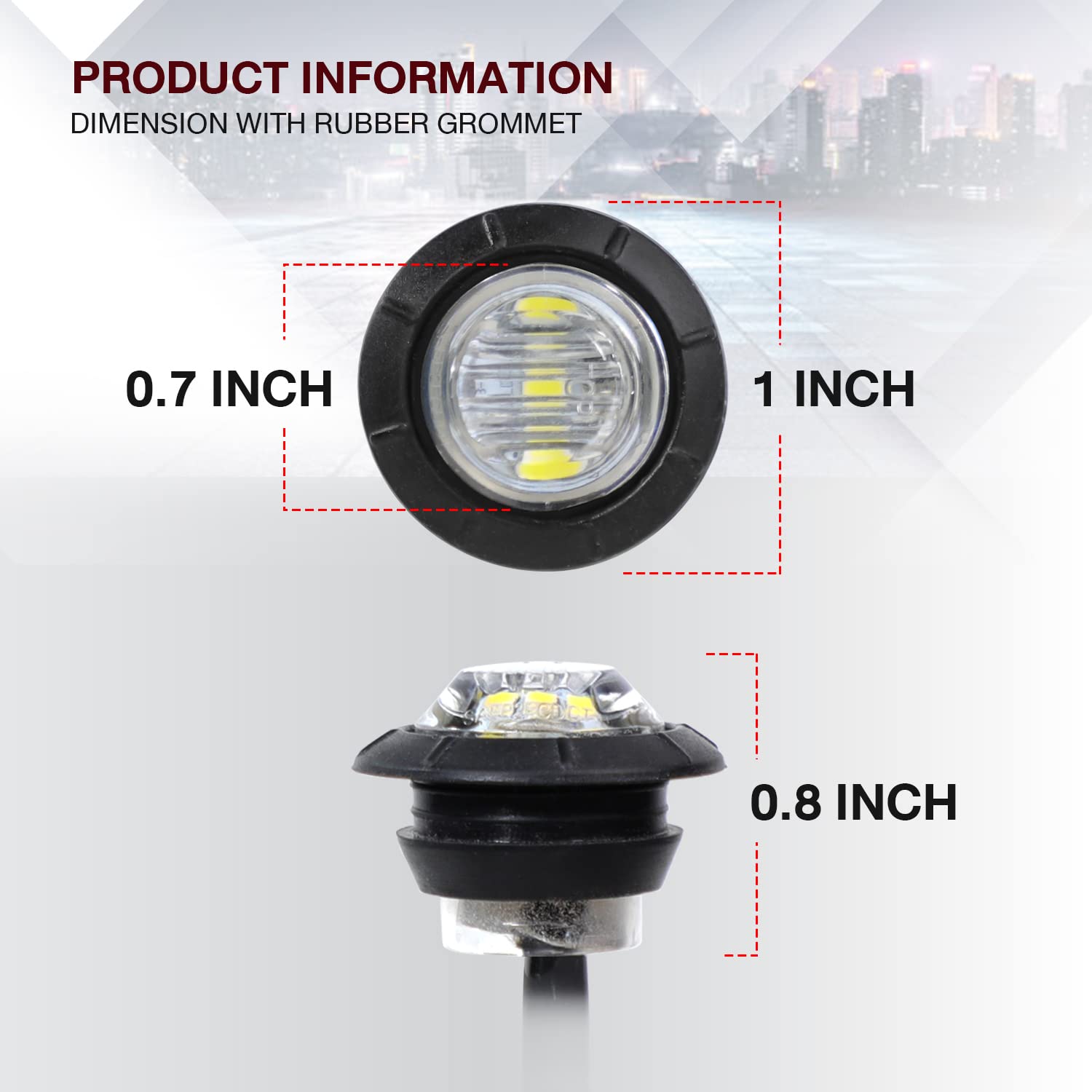 (Pack Of 20) Tmh 3/4 Inch Mount White Led Clearance Bullet Marker Lights, Side Led Marker Lights For Trailer Truck Rv Car Bus Va