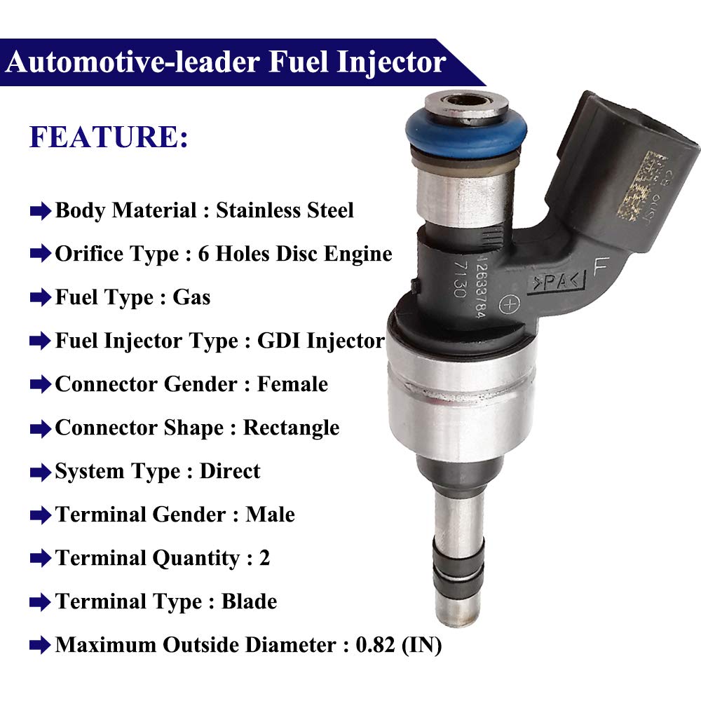 Automotive-Leader 4Pcs Jsd9-B2 Fj1154 12633784 Fuel Injectors 6 Holes Engine Fuel Spray Nozzle For Buick Lacrosse Regal Verano, Chev-Y Captiva Sport Malibu Impala Equinox, G-M-C Terrain 217-3427