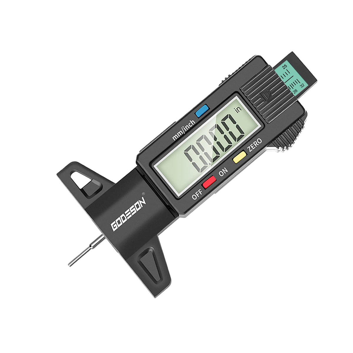 Godeson Tire Tread Depth Gauge,Digital Tire Tread Depth Gauge In 1Inch/25.4Mm With Color-Coded Bar In 32Nds, Easy Read Tire Dept