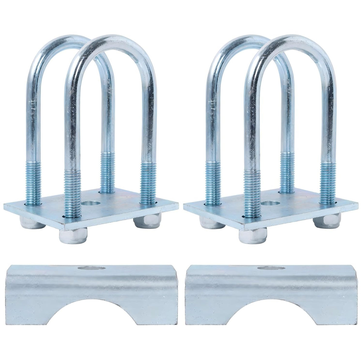 MYZHRE 2 Pack U Bolt Mounting & Plate Kit for 6,000 lb / 7,000 lb Trailer Axle (for 3'' Round Tube Diameter)