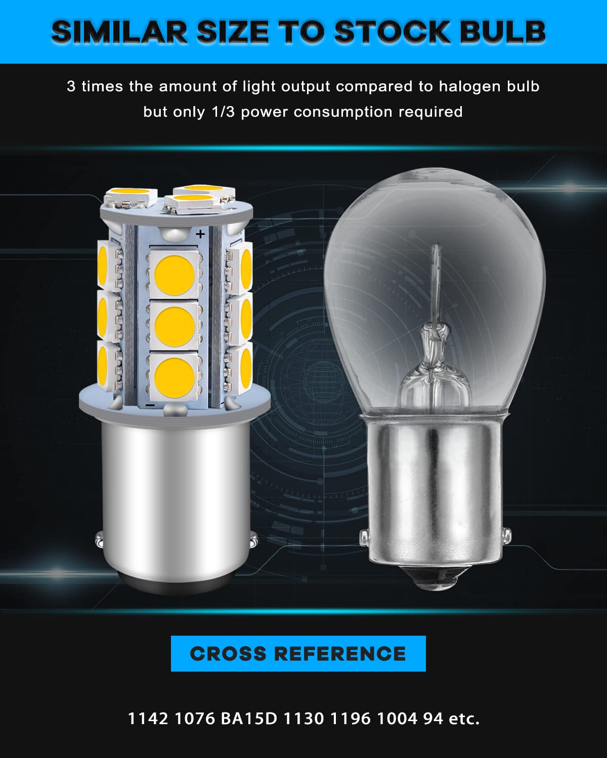 Qoope 6-Pack 1076 Led Bulb For Rv, 1142 1004 Ba15D Warm White Light Bulb Replacement For 12V Camper Trailer Motorhome Boat Interior Light, 5050 18Smd Double Contact Bayonet,#90 Yard Landscape Bulb