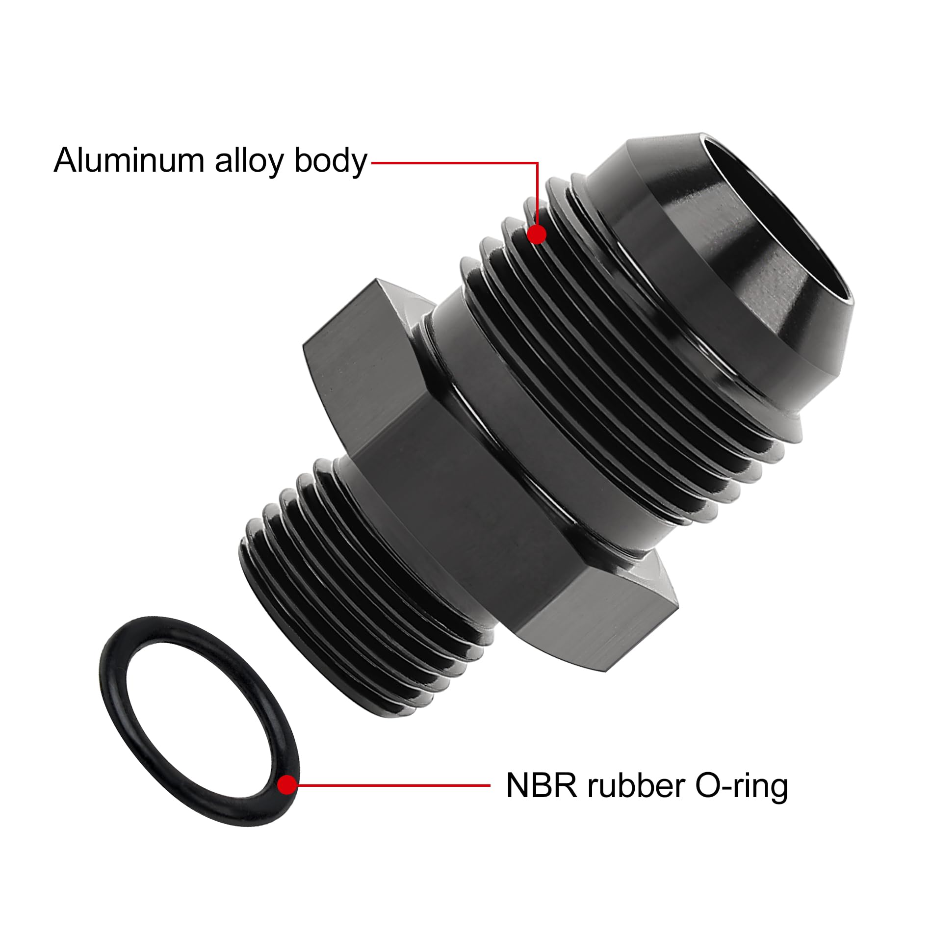 Evil Energy 10An Male Flare To 5/8 X 18 Male Metric Fitting Adapter Aluminium Alloy Black 2Pcs