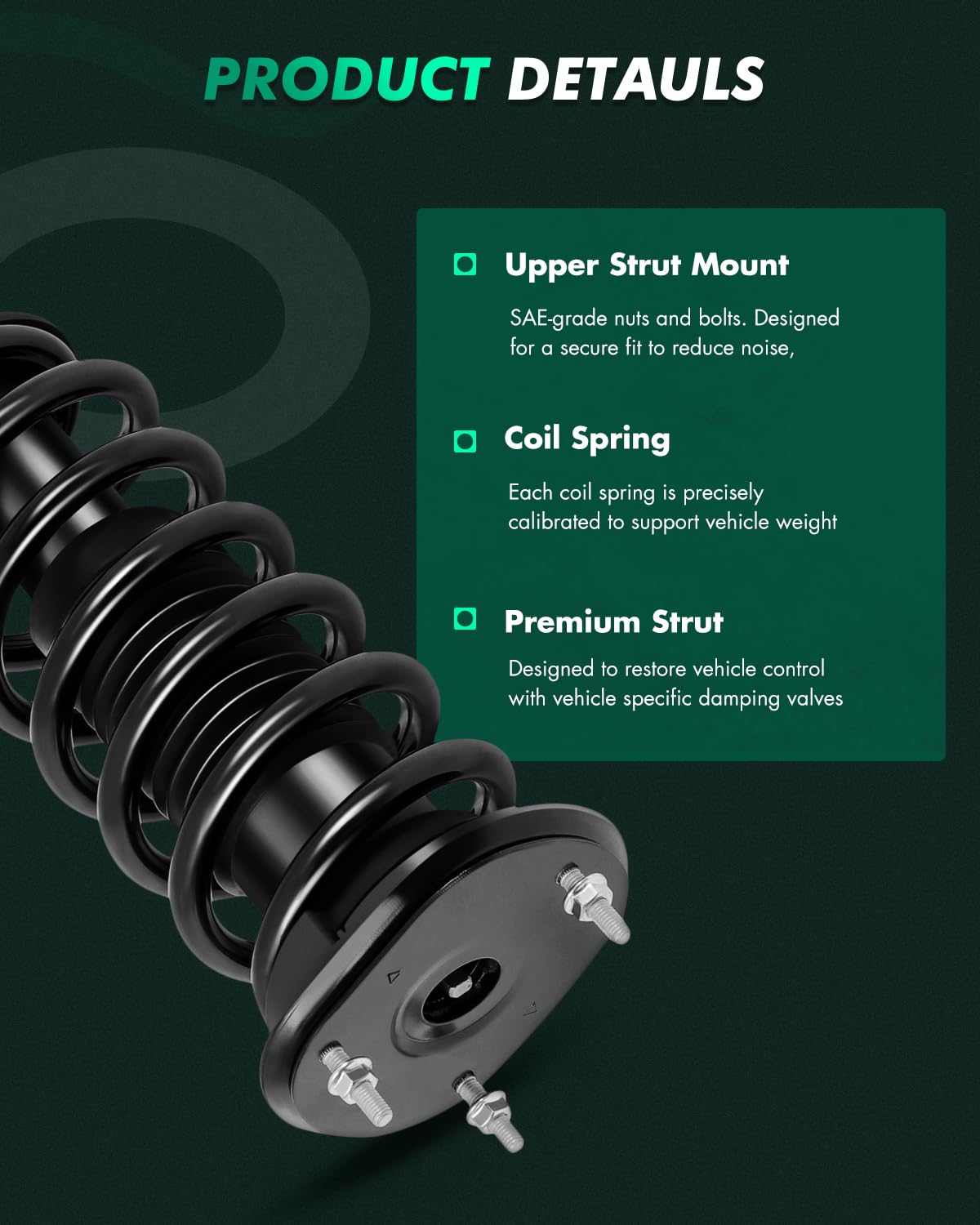 Scitoo - Front Complete Strut & Coil Spring Assembly Fits For Hyundai Sonata 2013-2014 With 1335883L 1335883R - Set Of 2