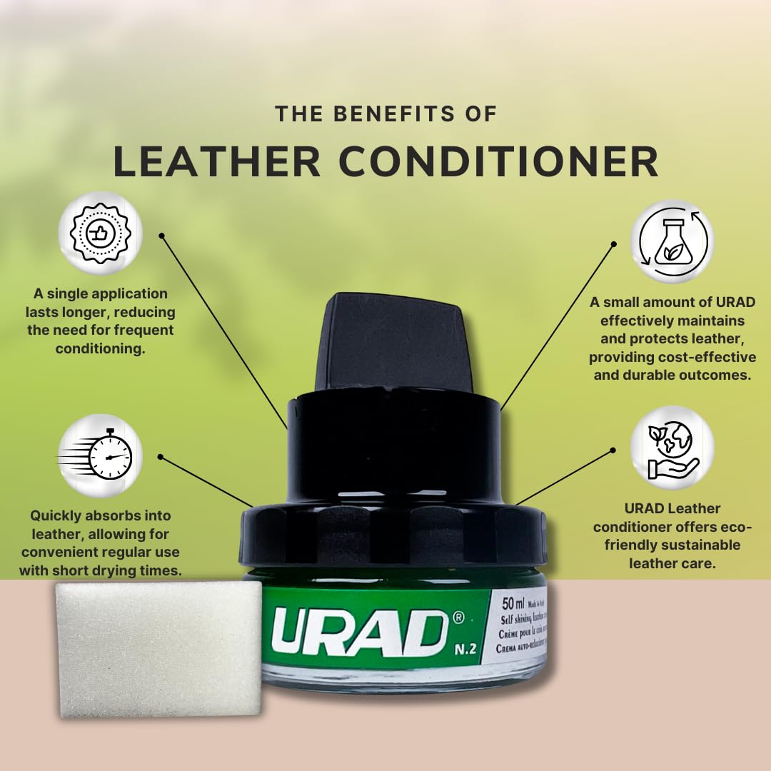 Urad Leather Conditioner, Green, 50Ml - Revitalizes, Protects & Enhances Green Leather Belts, Shoes, Handbags & Furniture