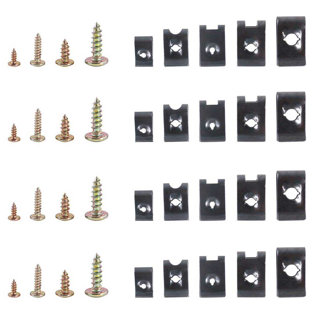 170Pcs Auto Car U-Clip U Nut And Screw Assortment Kit For Dash Door Panel Interior Sae