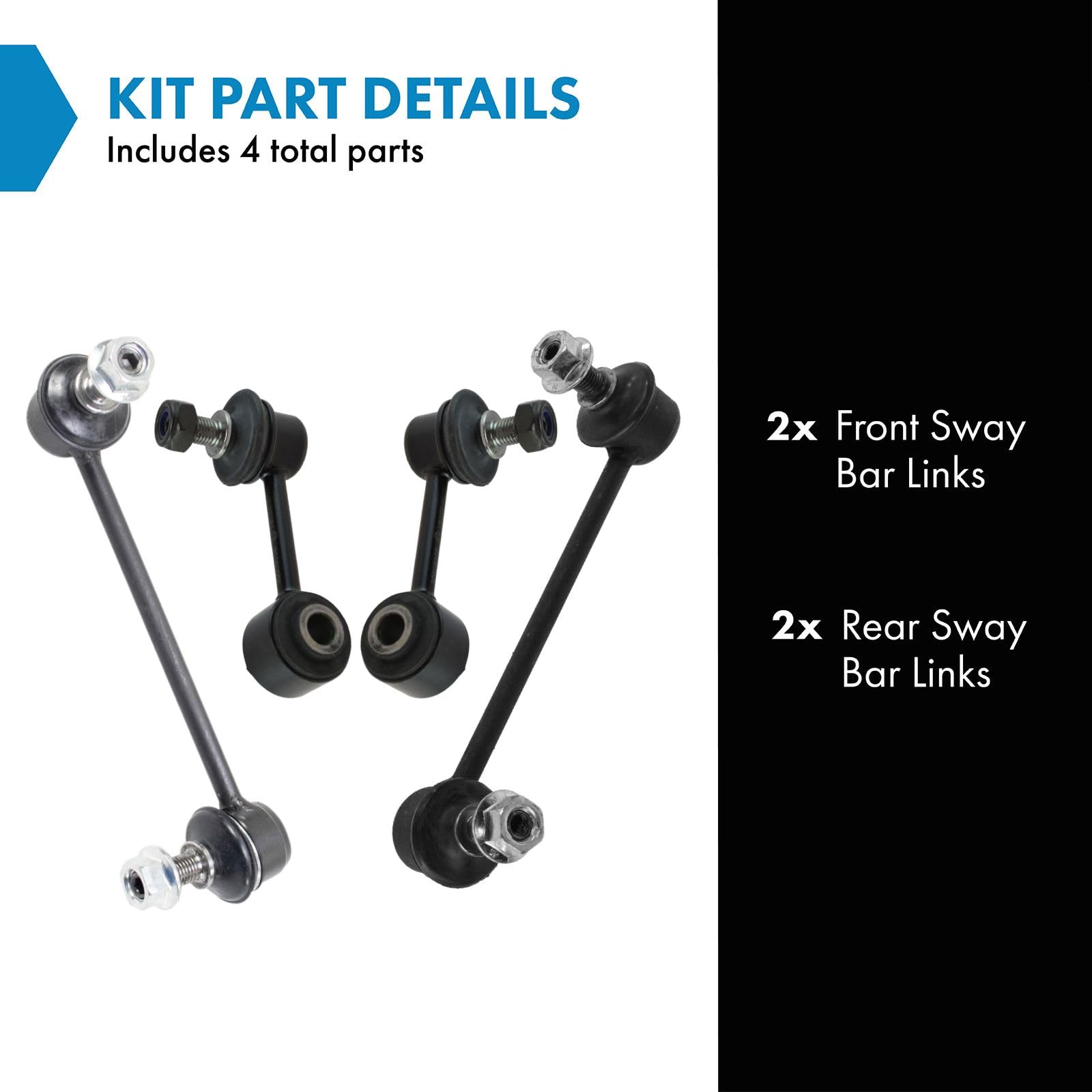 Trq Front & Rear Sway Bar Stabilizer Link Set Compatible With 2003-2008 Mazda 6