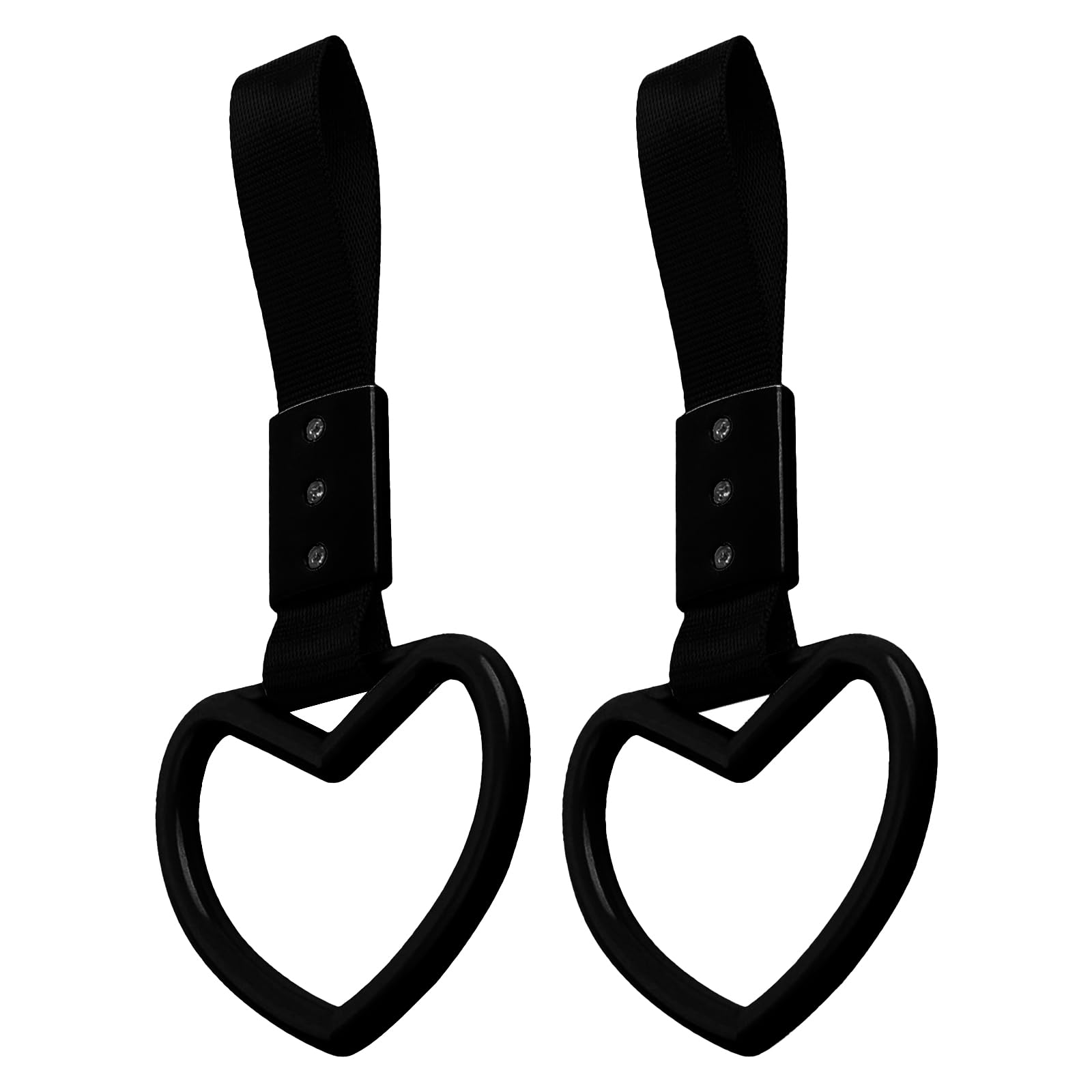 JRYEM 2PCS Heart Shaped Car Handle Straps, Rear Bumper Warning Keychain Ring for Car Exterior Accessories (Black)