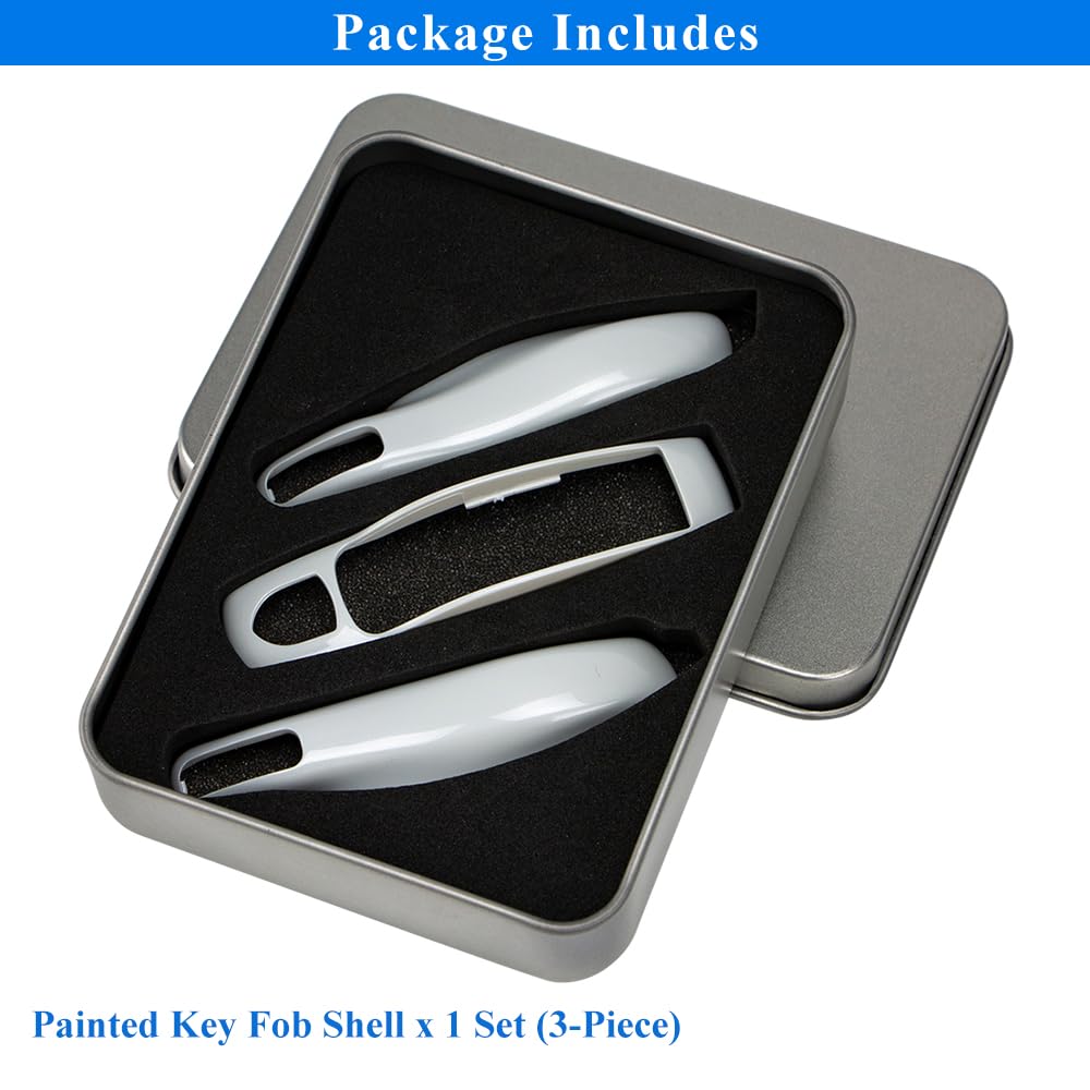 Aerobon 3-Piece Painted Key Cover Key Fob Shell Compatible With Porsche Key Shell Replacement (Mk1, Carrara White)