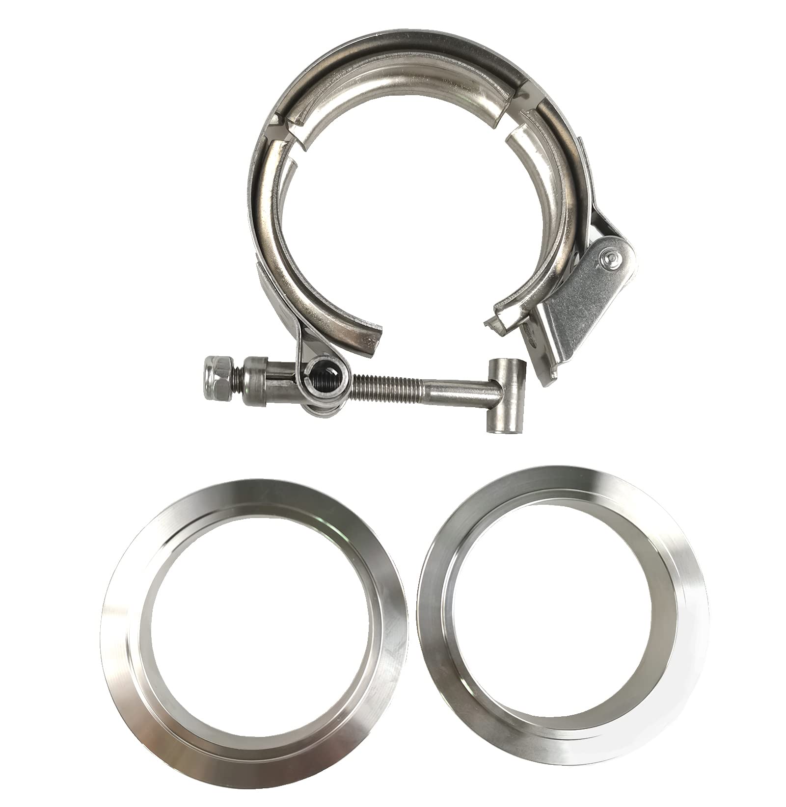 Gaeaauto 2 X 2.5' Quick Release V-Band Clamp With Male Female Flanges 304 Stainless Steel For Turbo Downpipes (2.5 Inch, 2 Pack)