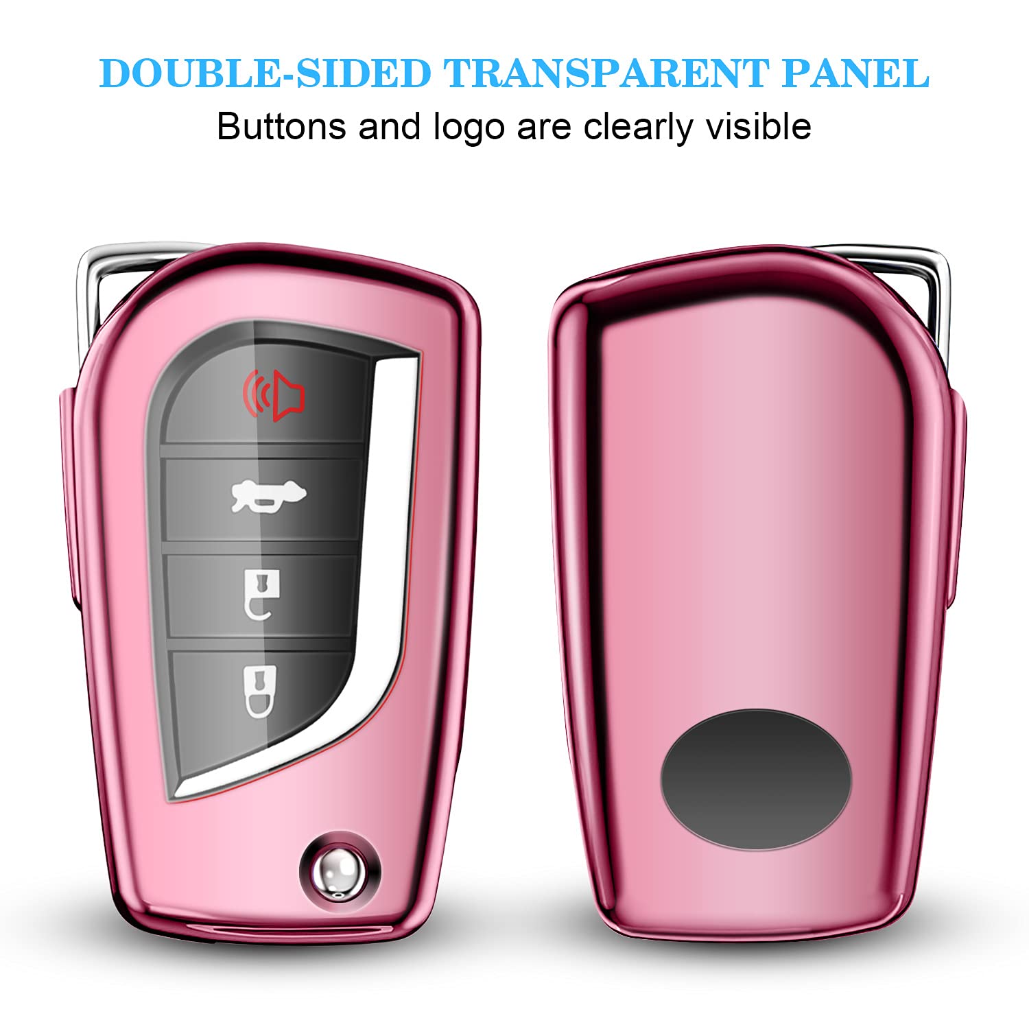 Qbuc For Toyota Key Fob Cover Compatible With Toyota Fortuner Tundra Camry Rav4 Highlander Corolla Smart Key Sliver