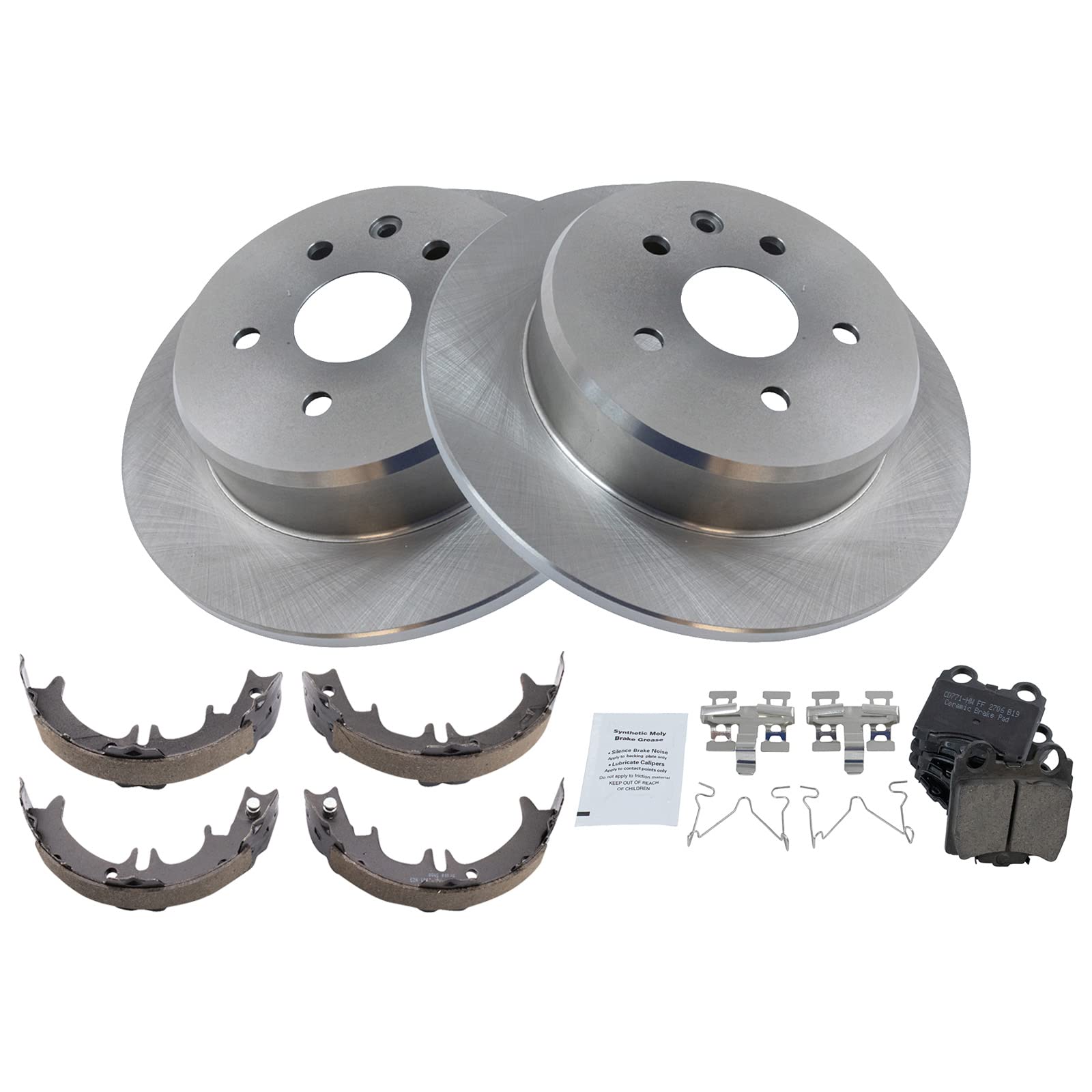 Trq Rear Brake Pad & Rotor Kit Brake Pads Brake Rotor Parking Brake Shoe Set Ceramic Compatible With 1998-2000 Lexus Gs400 2001-