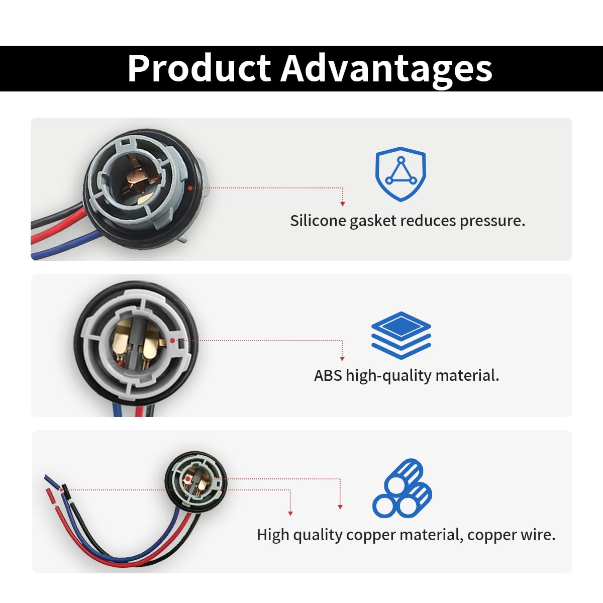 2Pcs 1157 Led Bulb Socket Plug, Waterproof Turn Signal Brake Light Tail Light Socket Harness, Base Plug Connector Professional C