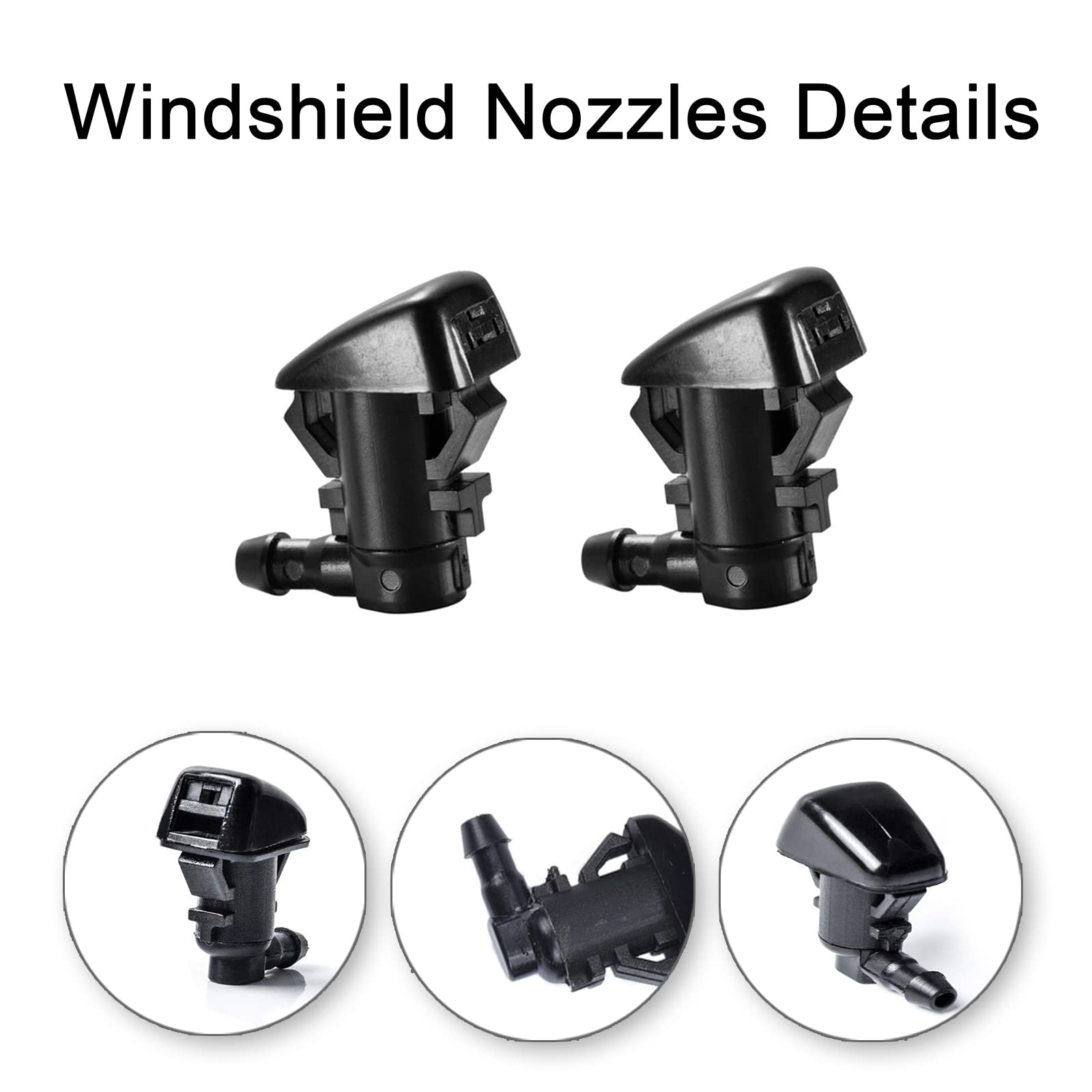Front Windshield Washer Nozzle Kit Fit For 05-16 Jeep Grand Cherokee, 05-13 Chevy Malibu, 05-10 Pontiac G6, 07-10 Saturn Aura Replaces 55372143Ab 55079049Aa Wiper Washer Nozzle Spray Jet