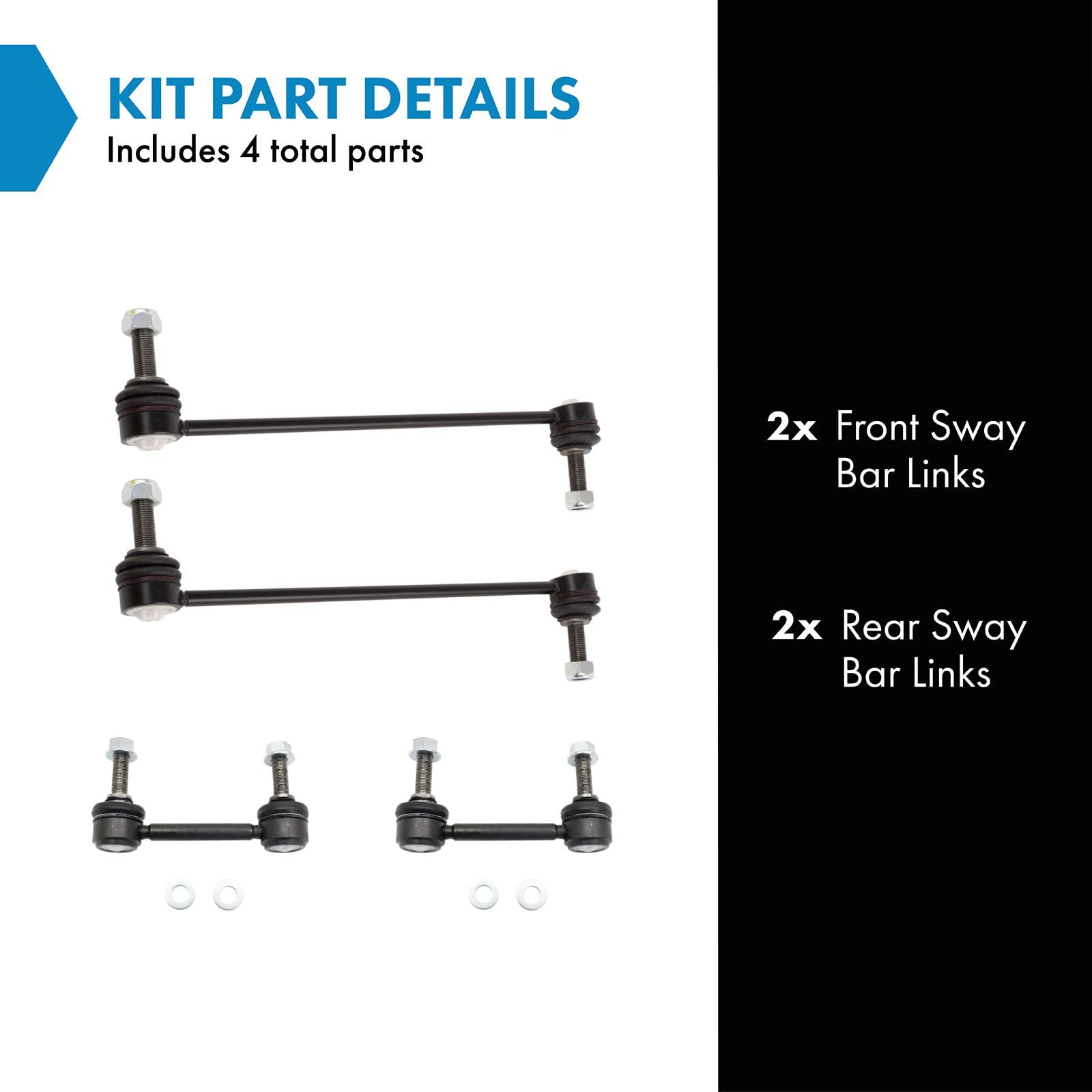 Trq Front & Rear Sway Bar Stabilizer Link Set Compatible With 2015-2022 Ford Edge 2013-2020 Fusion 2019-2020 Police Responder Hy