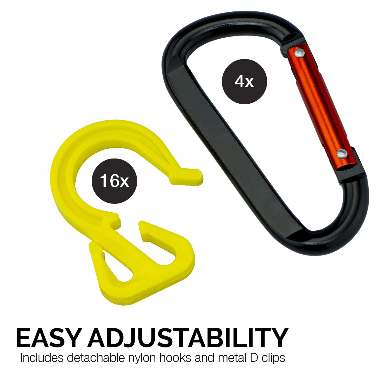 Neiko 50971A 4'X6' Super Duty Small Cargo Net Bungee Cargo Net, 16 Pcs Detachable Hooks, 4 Carabiners, Small 4''X4'' Mesh Protec