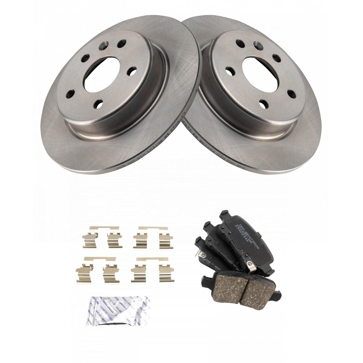 TRQ Rear Brake Pad & Rotor Kit Brake Pads Brake Rotor Ceramic Solid Compatible with 2017-2019 Chevrolet Bolt EV 2016-2019 Cruze 