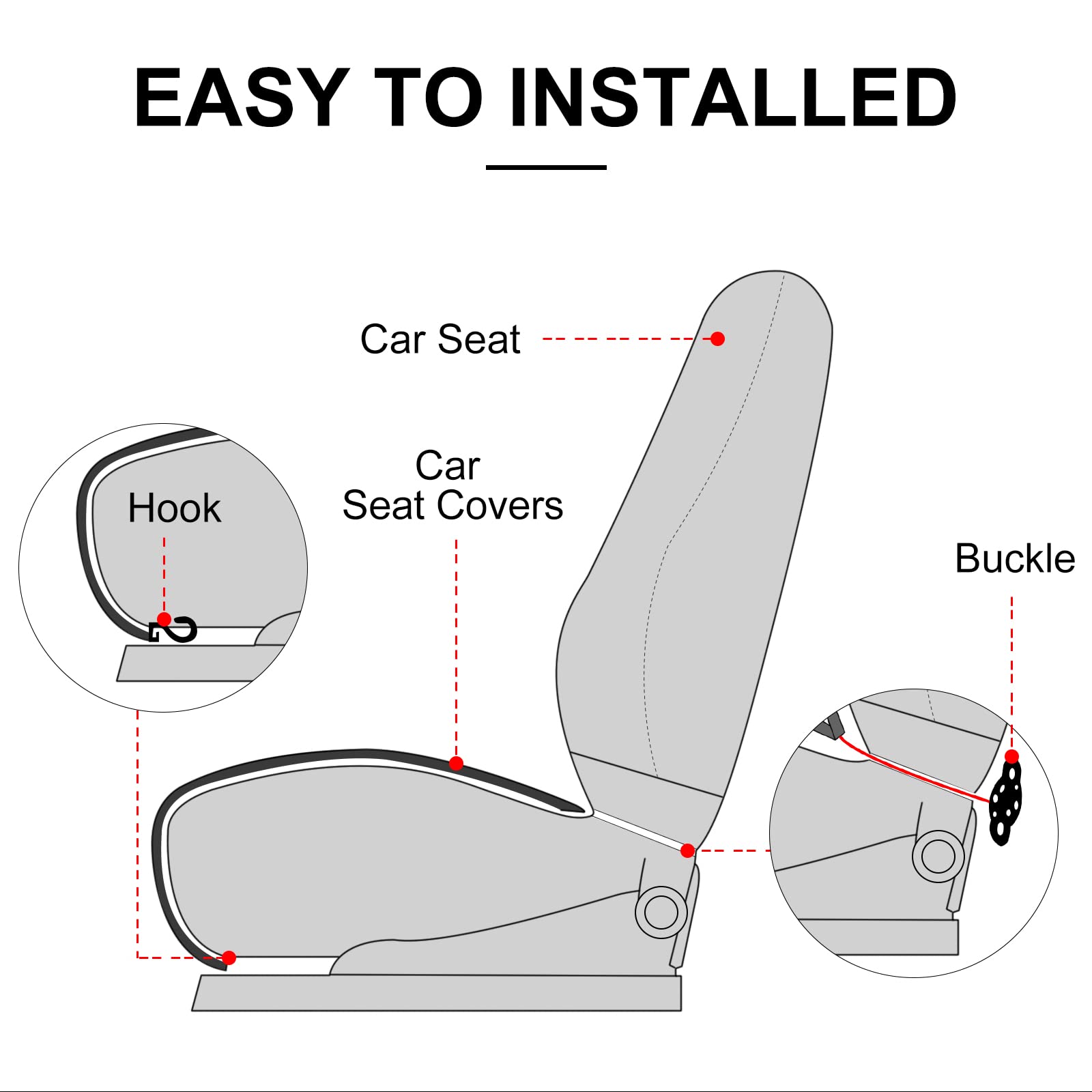 Surpassme Comfortable Car Seat Covers Universal Front Seat Covers For Car Accessories With Storage Pockets, Padded Car Interior