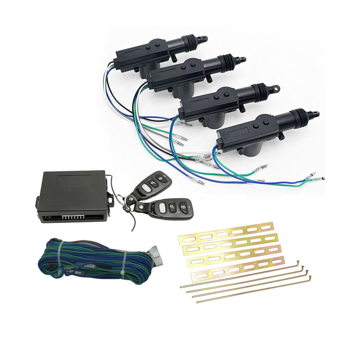Aiuphing Power Door Lock Kit, Universal Keyless Entry Car Kit, Remote Door Lock Kit With Trunk Release Button + 4Pcs Door Lock Actuator