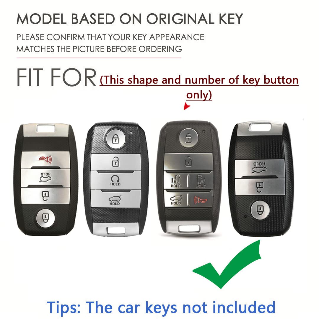Sanrily Pu Leather 3/4/6 Button Key Fob Cover Fit For Kia Seltos Carens 2022 Sonet Forte Koup Niro Optima Rio Sorento Soul Sportage Keyless Smart Key Case With Keychain Silver-Green