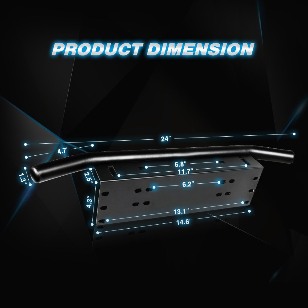 Nilight - 90021B Light Bar Mounting Bracket Front License Plate Frame Bracket Holder For Off-Road Lights Led Work Lamps , 2 Years Warranty