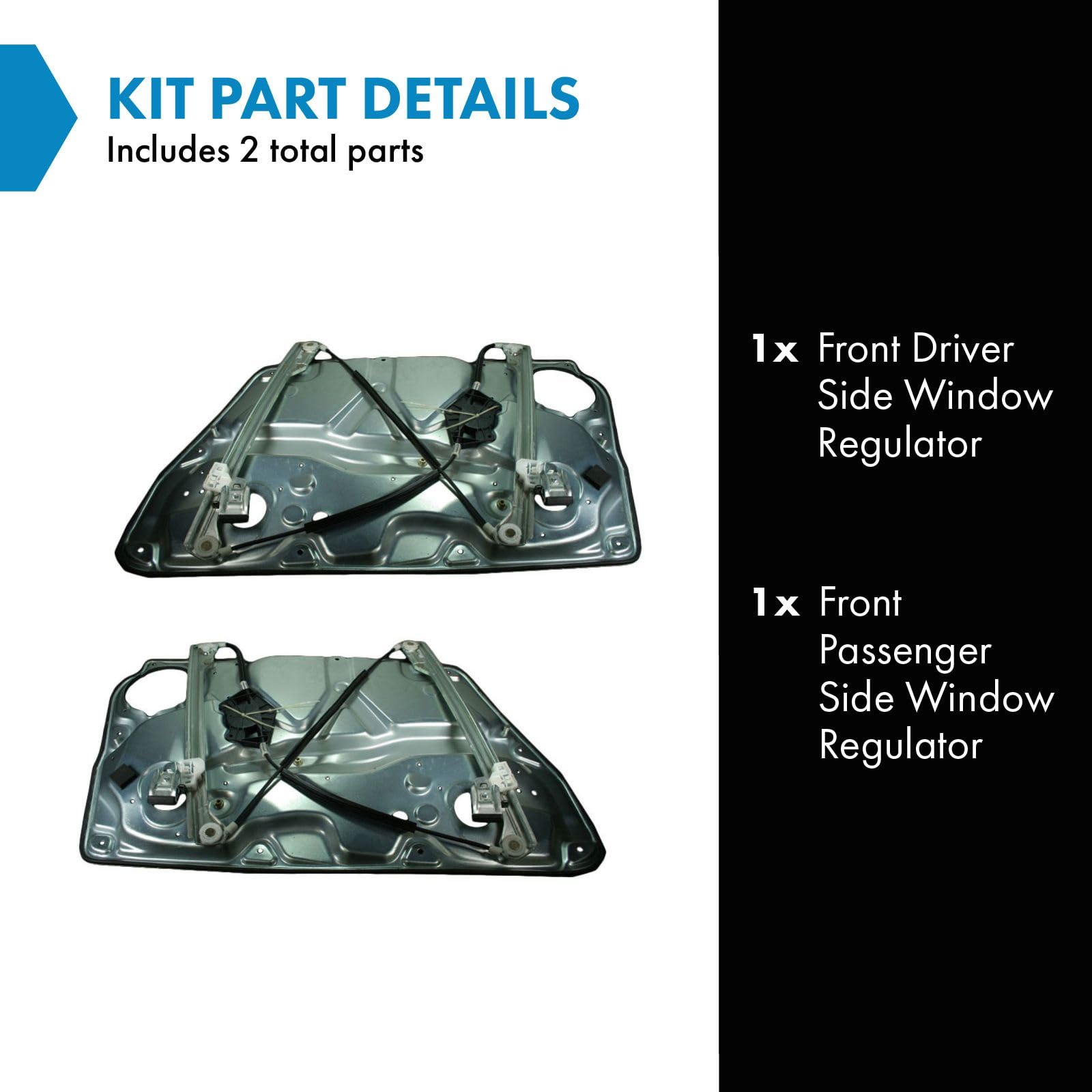 Trq Front Power Window Regulator Set Compatible With 1998-2005 Volkswagen Passat