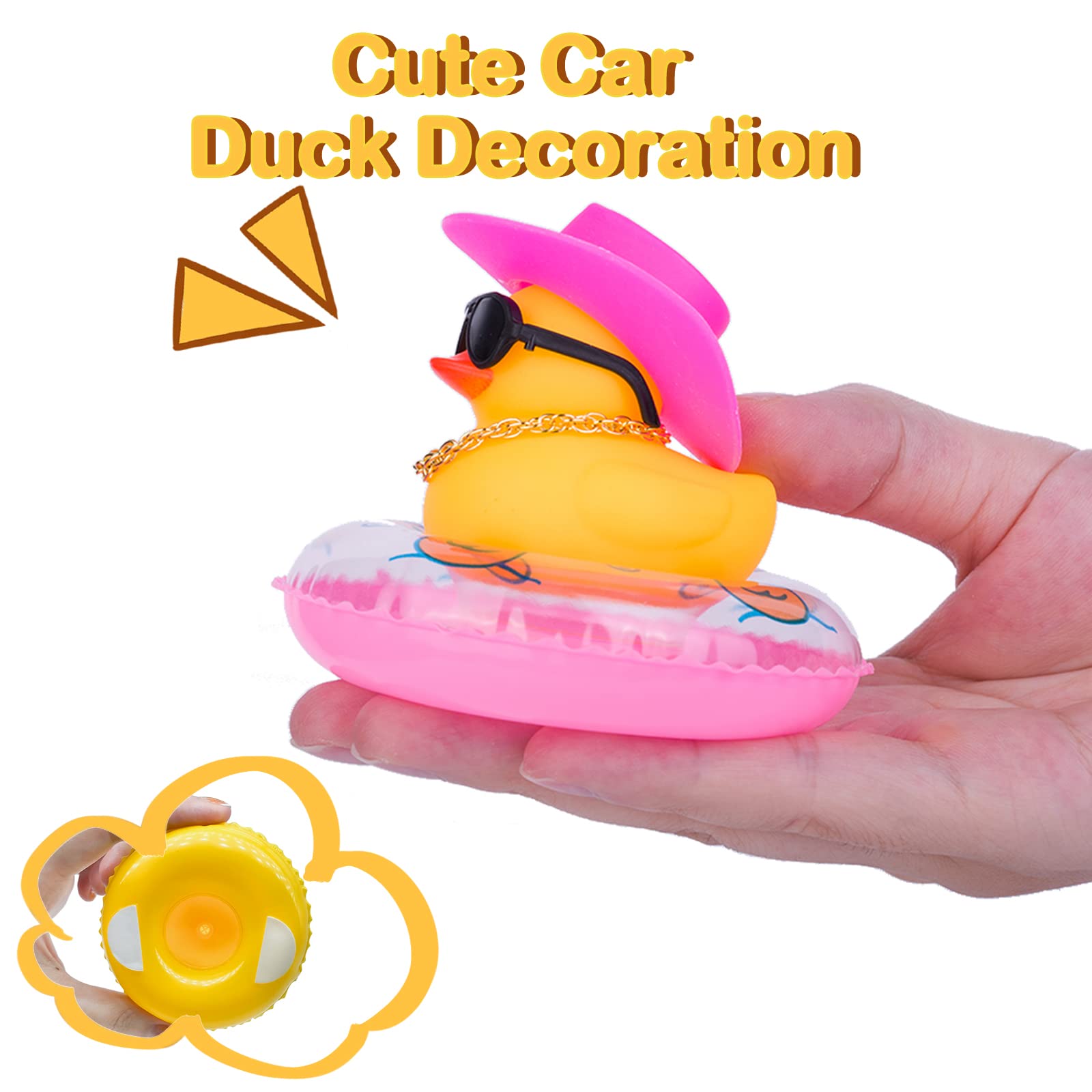 Mumyer Duck Car Dashboard Decorations Rubber Duck Car Ornaments For Car Dashboard Decoration Accessories With Mini Swim Ring Sun