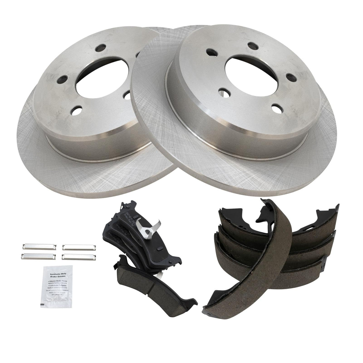 Trq Rear Brake Pad & Rotor Kit Brake Pads Brake Rotor Parking Brake Shoe Set Ceramic Compatible With 2000-2001 Ford Explorer 200